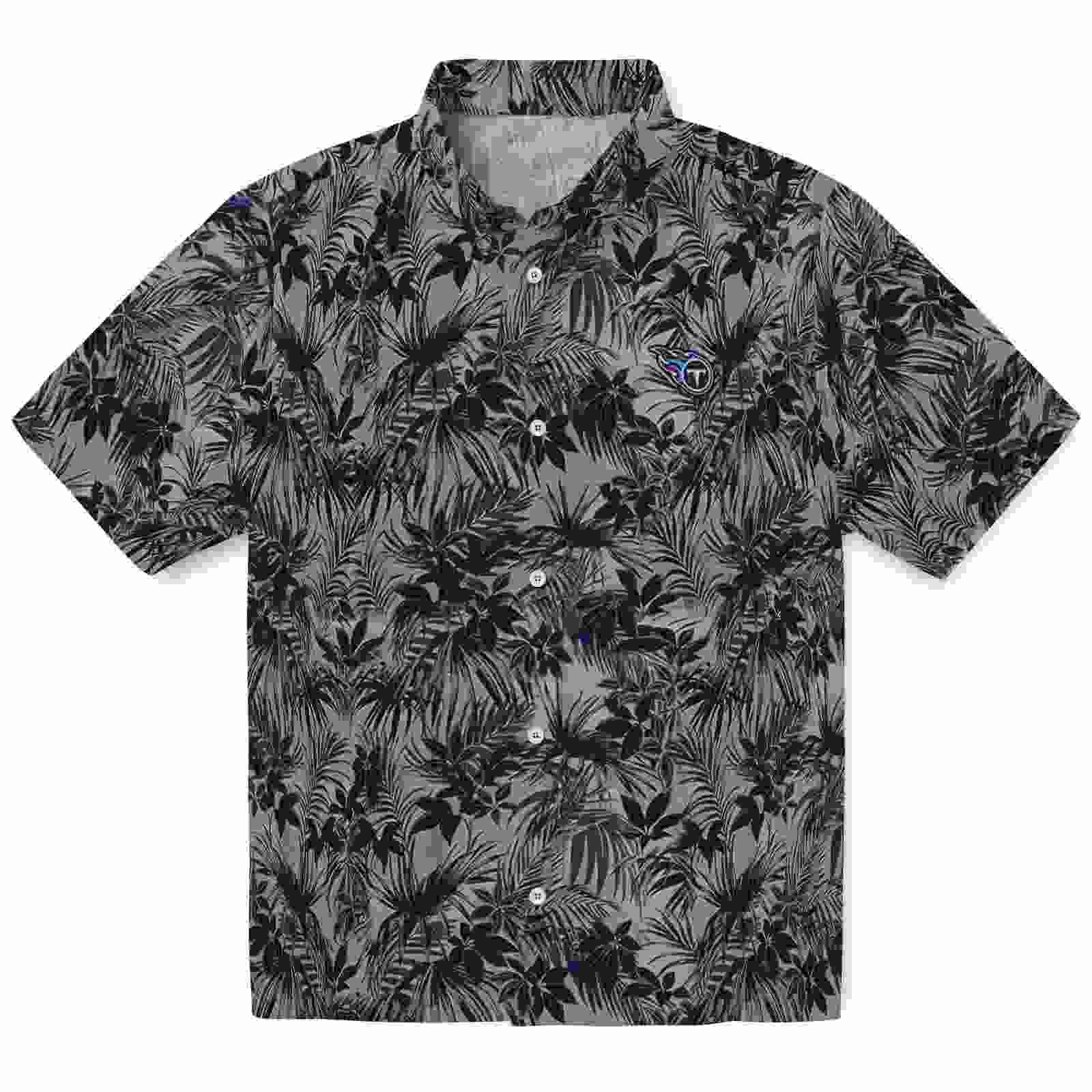 Tennessee Titans Leafy Pattern Navy Hawaiian Shirt