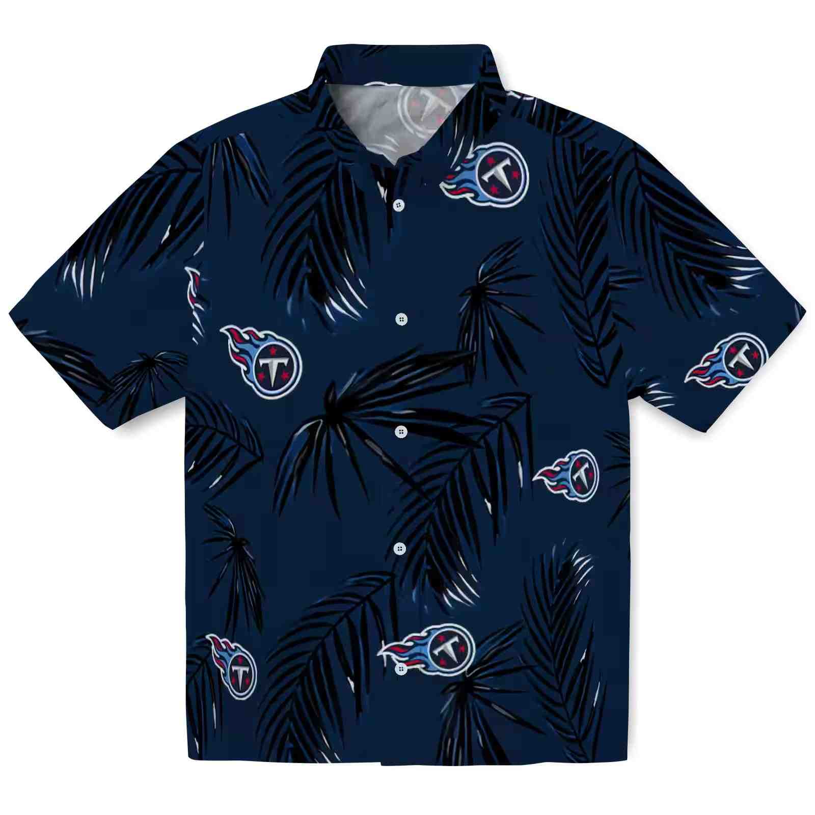 Tennessee Titans Palm Leaf Navy Hawaiian Shirt