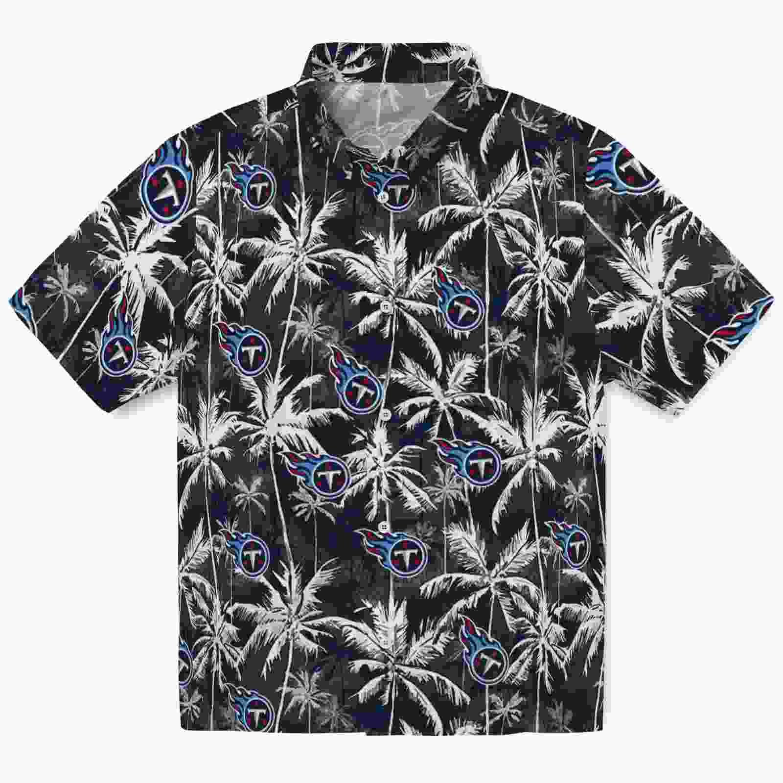 Tennessee Titans Palm Pattern Navy Black Hawaiian Shirt