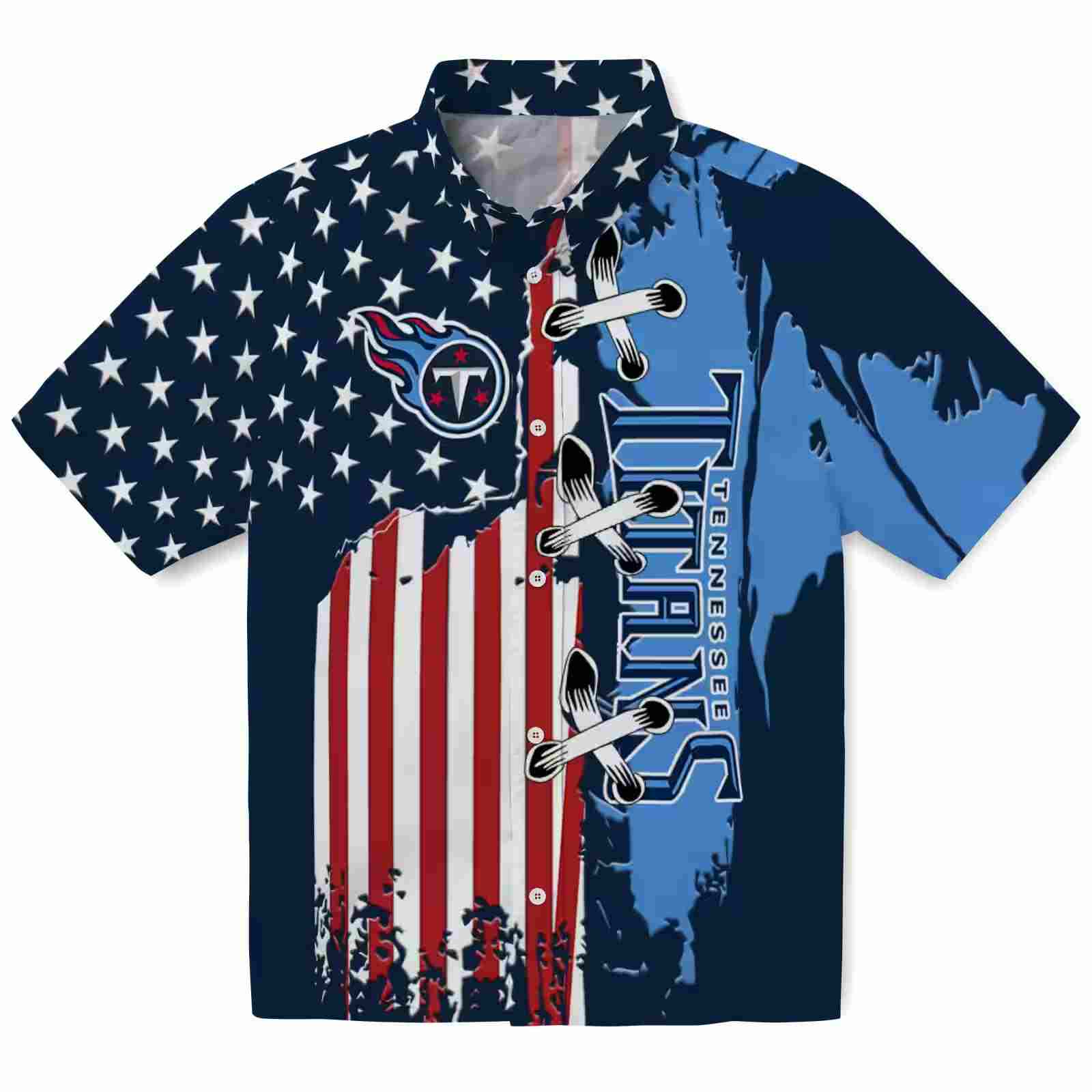 Tennessee Titans Stitched Flag Navy Hawaiian Shirt