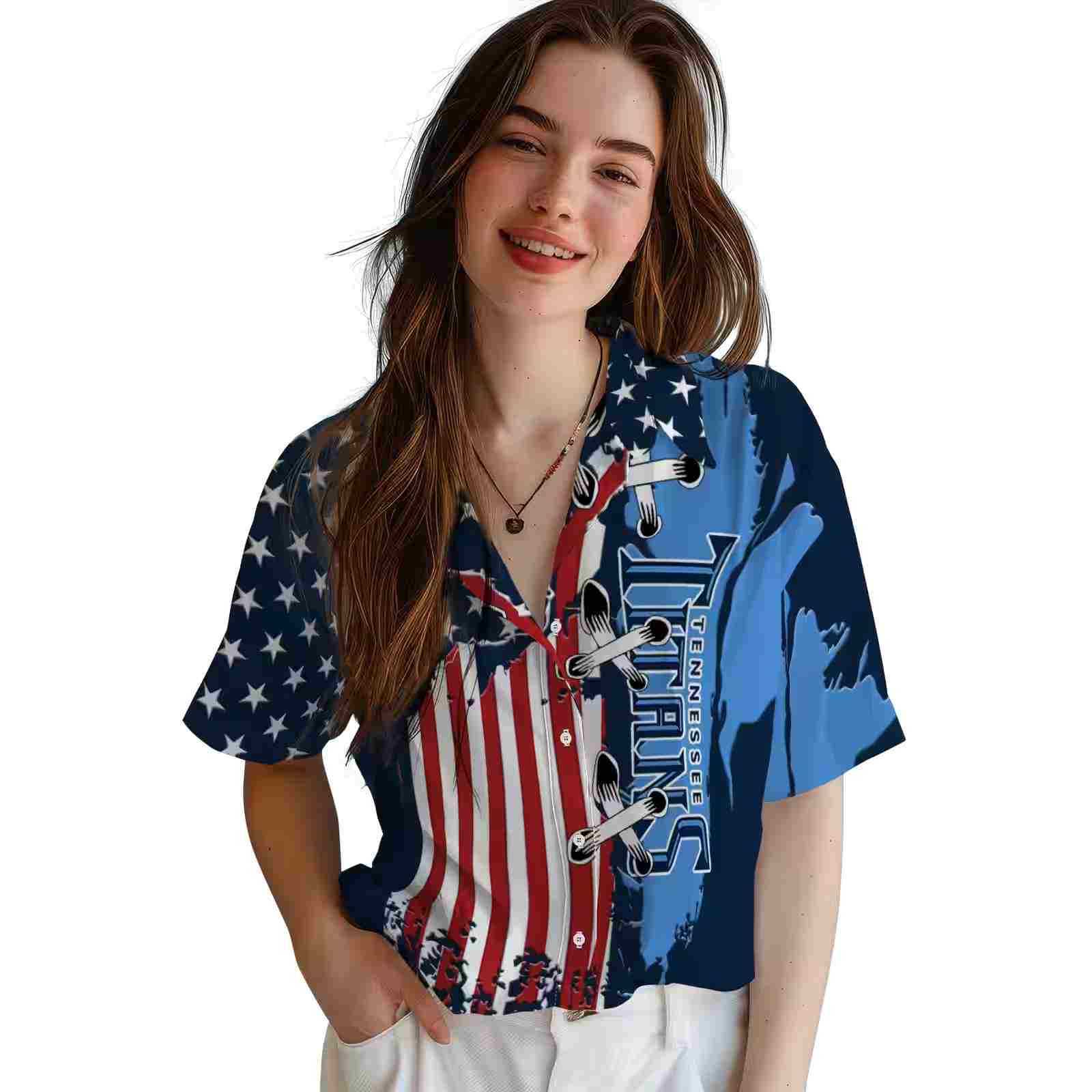 tennessee titans stitched flag navy hawaiian shirt latest model