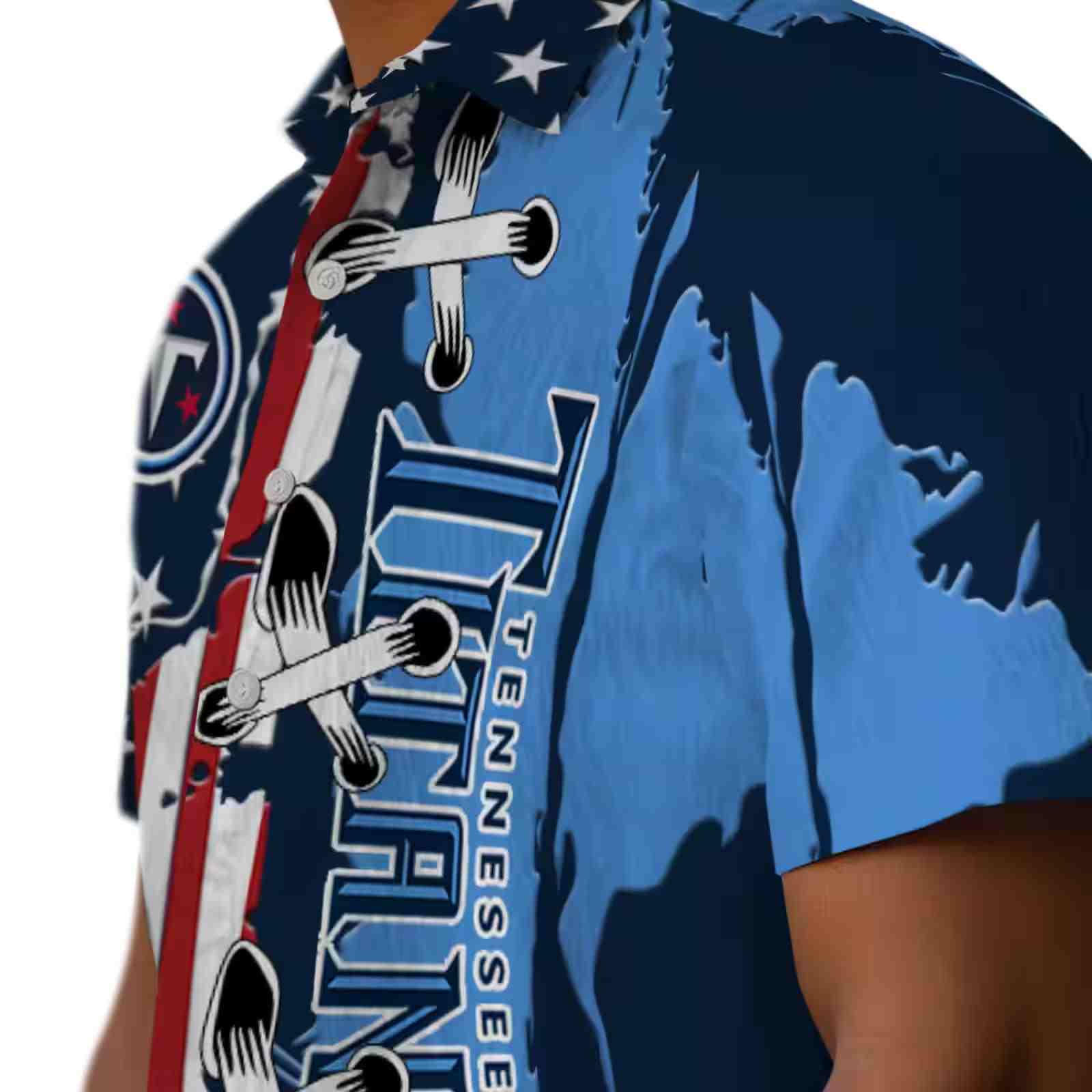 tennessee titans stitched flag navy hawaiian shirt trendy