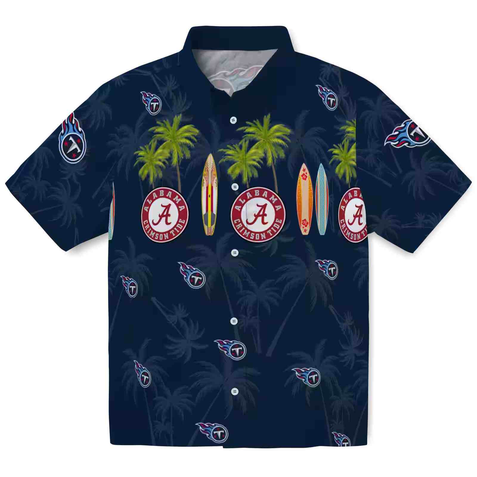 Tennessee Titans Surfboard Palm Navy Hawaiian Shirt