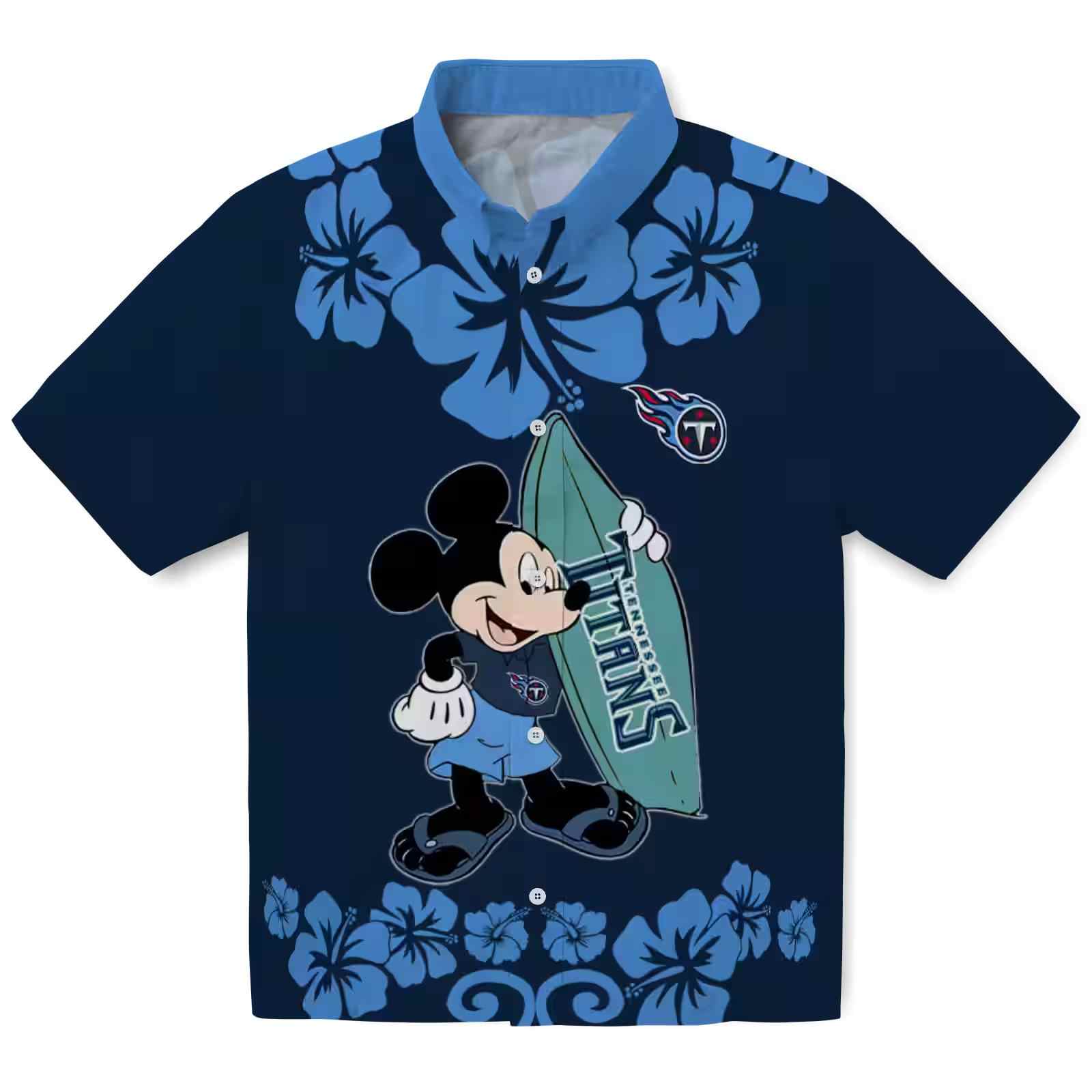 Tennessee Titans Surfing Mickey Navy Hawaiian Shirt