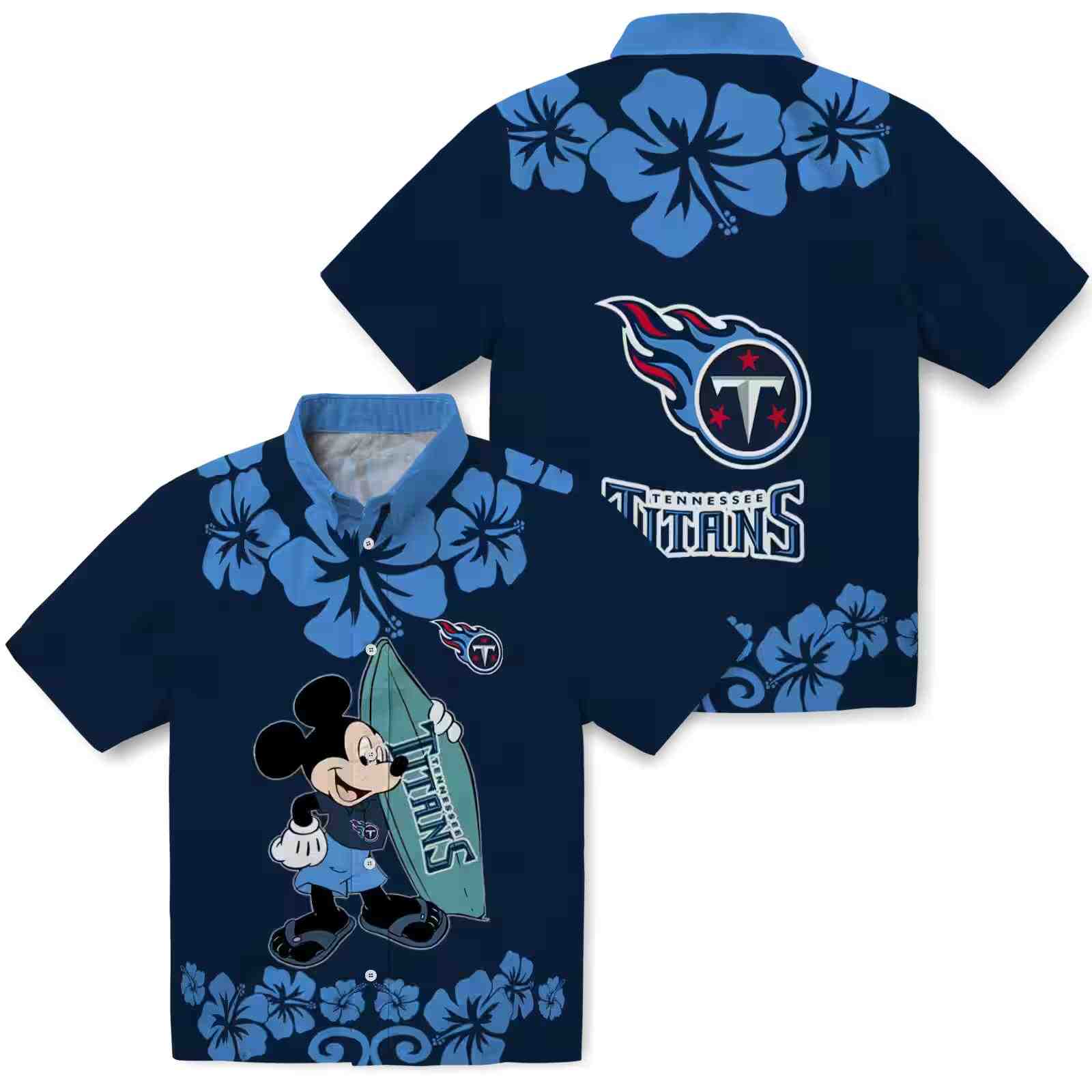 tennessee titans surfing mickey navy hawaiian shirt high quality