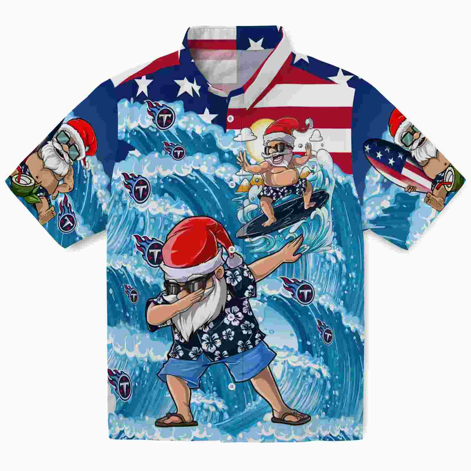 Tennessee Titans Surfing Santa Blue Hawaiian Shirt