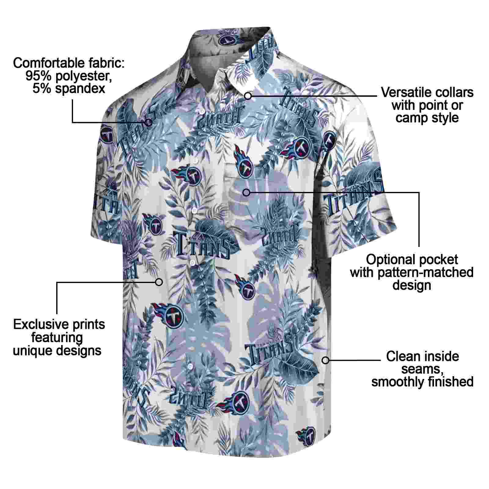 tennessee titans tropical leaves navy white hawaiian shirt new arrival