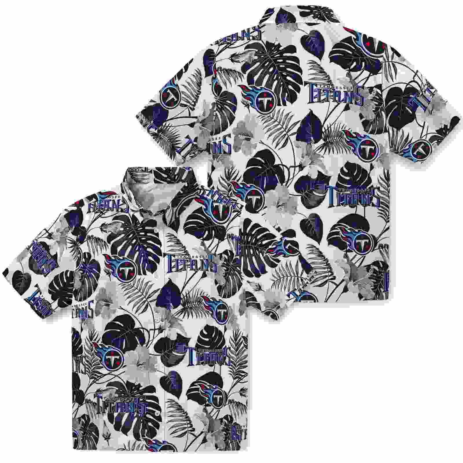 tennessee titans tropical plants navy white hawaiian shirt high quality