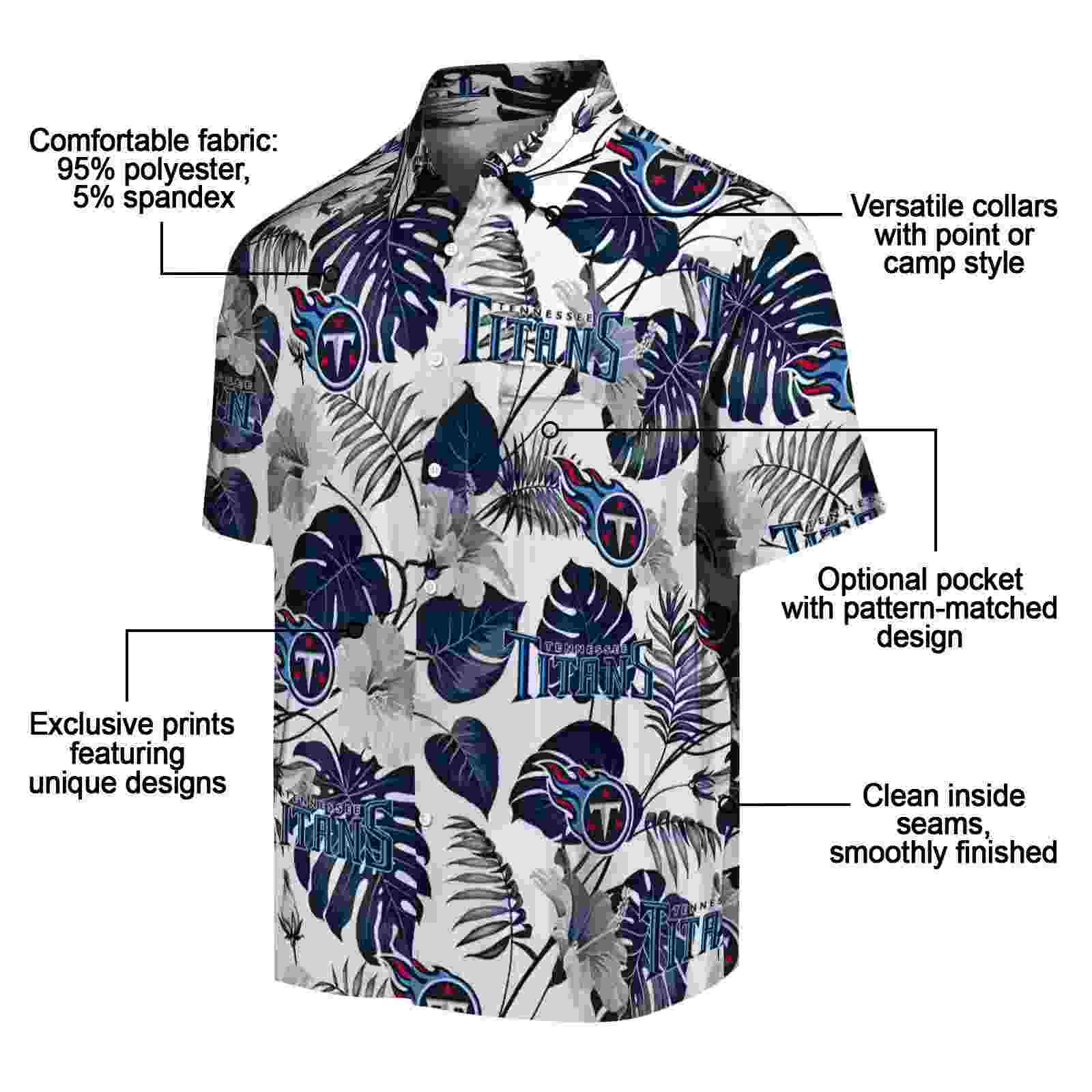 tennessee titans tropical plants navy white hawaiian shirt new arrival