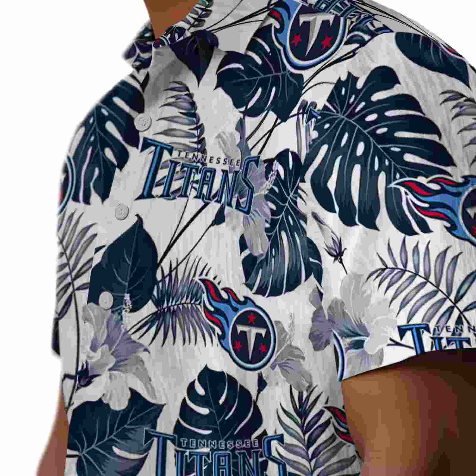 tennessee titans tropical plants navy white hawaiian shirt trendy