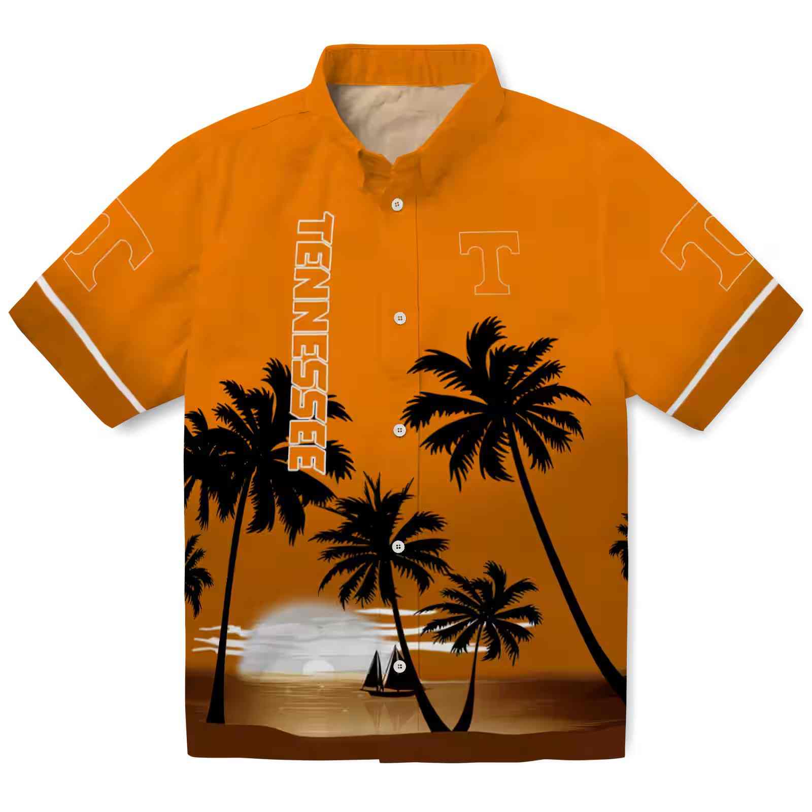 Tennessee Volunteers Beach Sunset Orange Black Hawaiian Shirt