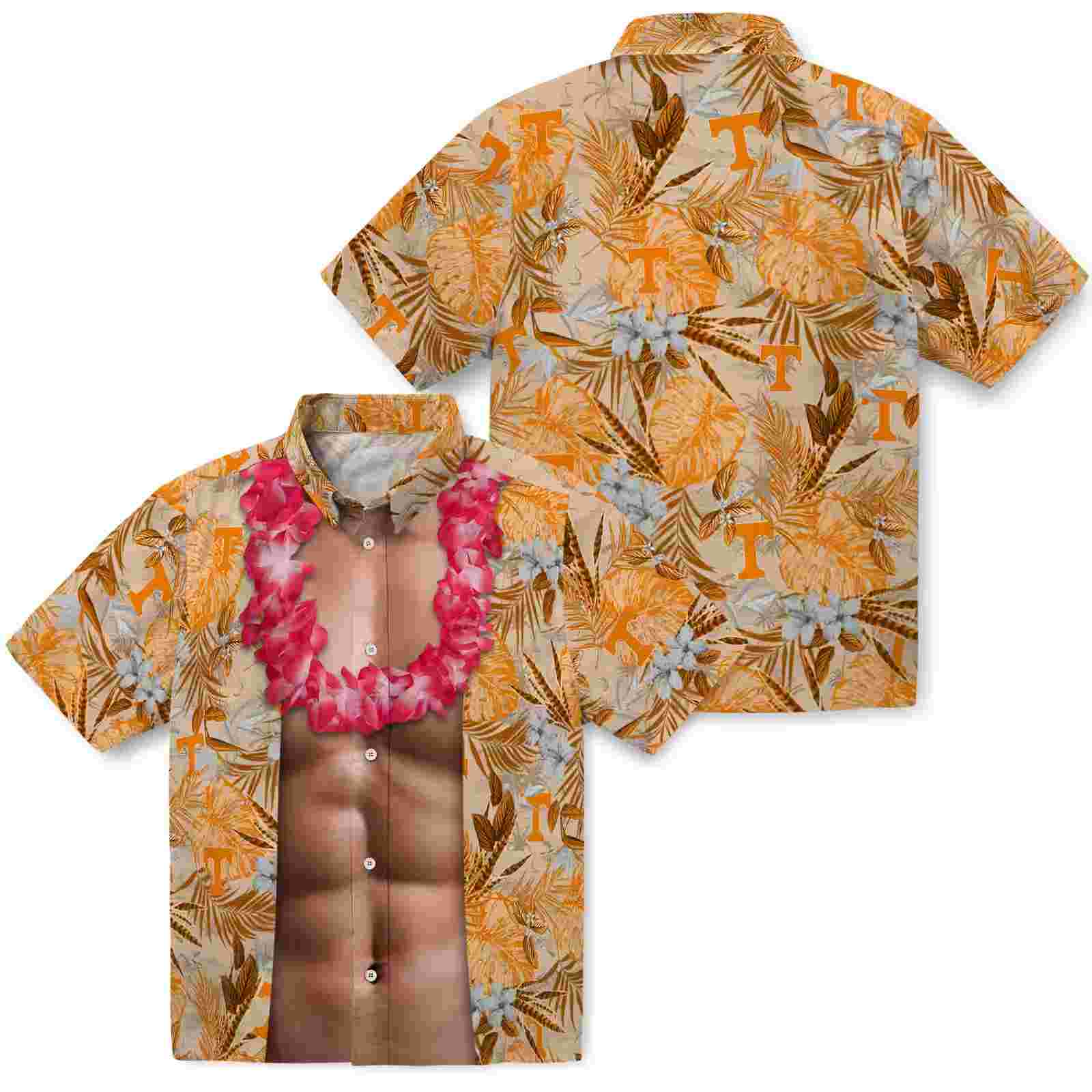 tennessee volunteers chest illusion orange hawaiian shirt high quality