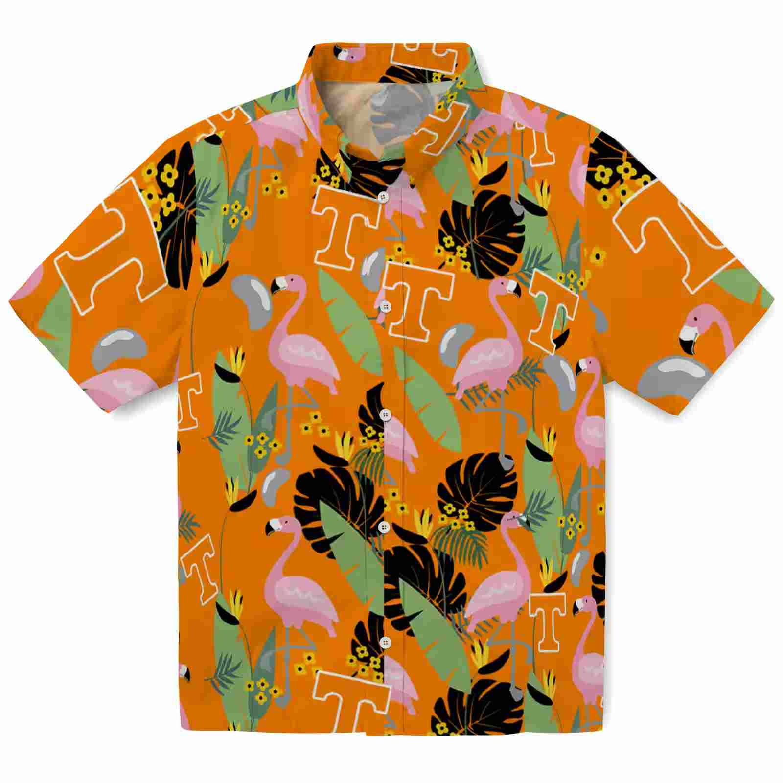 Tennessee Volunteers Flamingo Leaves Orange Hawaiian Shirt