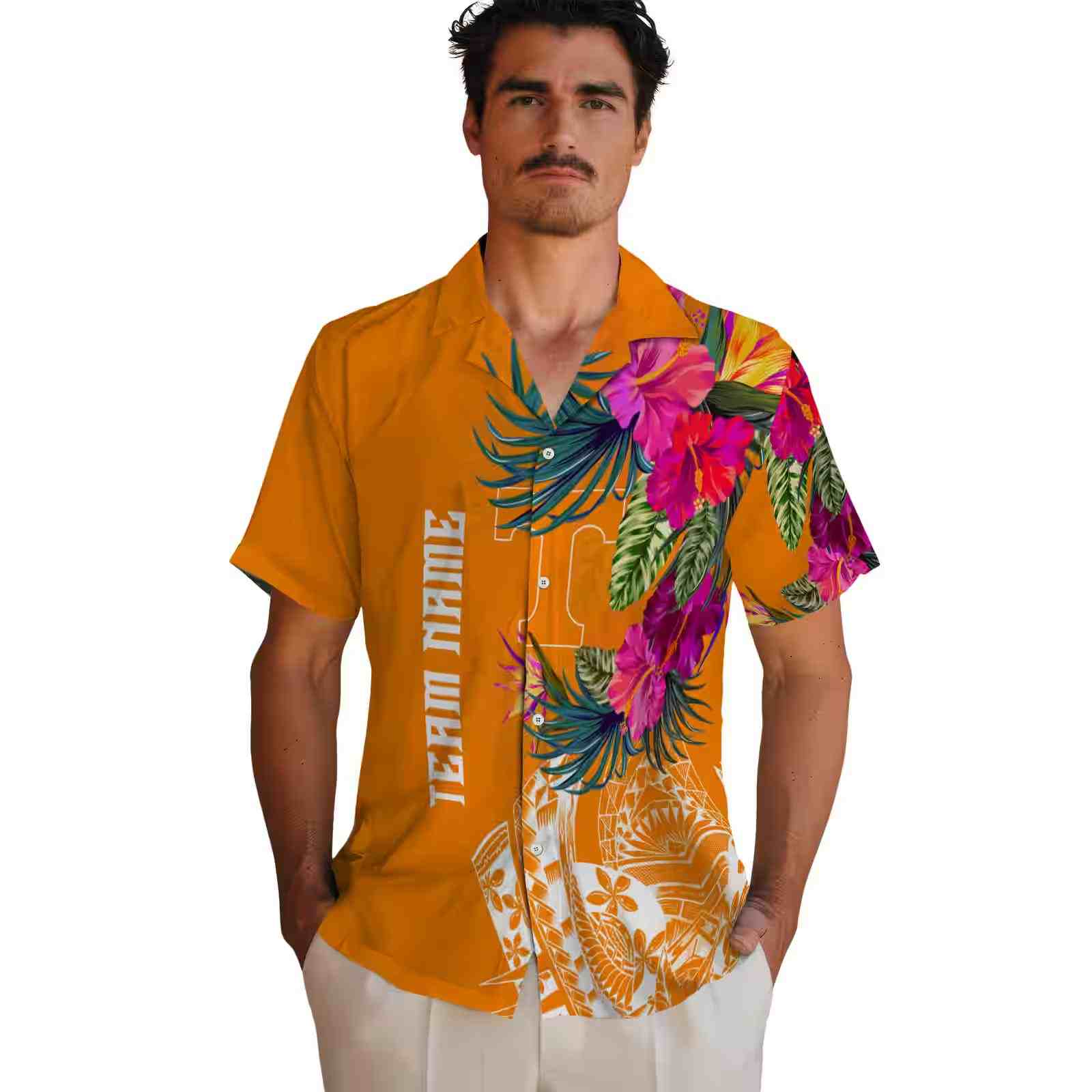 tennessee volunteers floral polynesian orange hawaiian shirt fashion forward