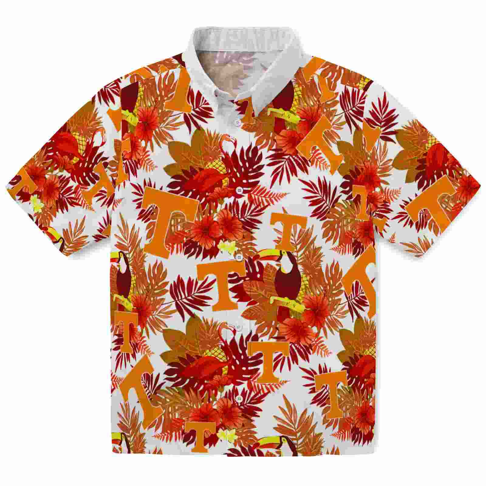 Tennessee Volunteers Floral Toucan Orange Red Hawaiian Shirt