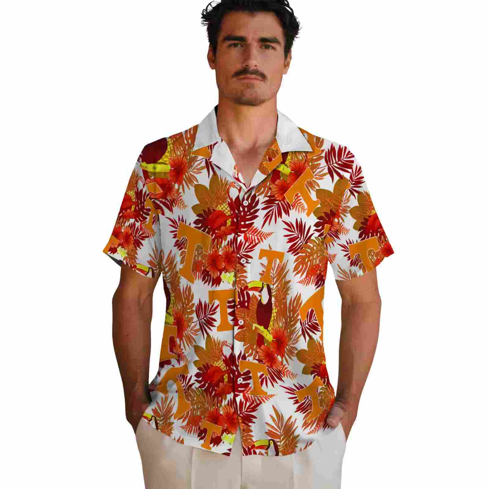 tennessee volunteers floral toucan orange red hawaiian shirt fashion forward