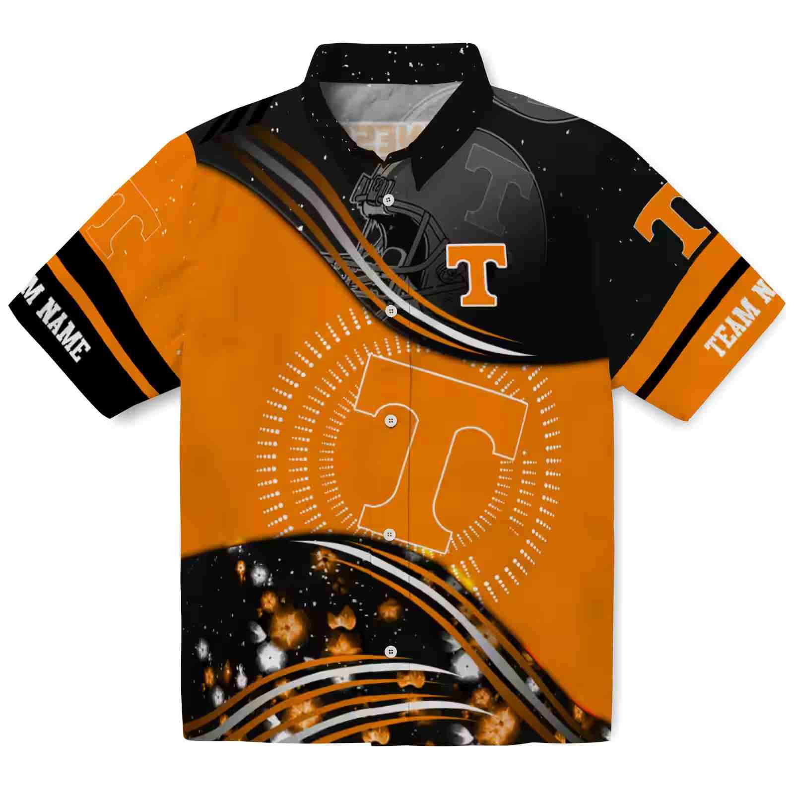 Tennessee Volunteers Football Wave Orange Black Hawaiian Shirt