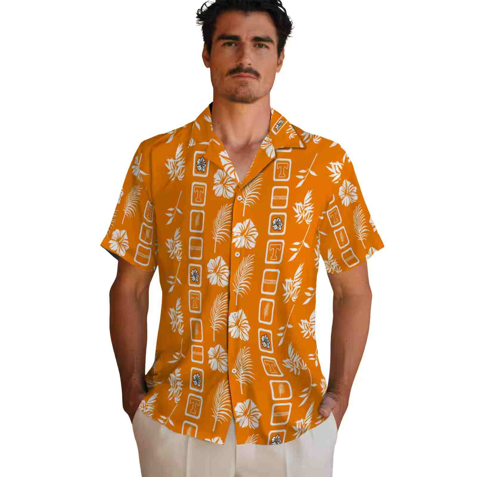 tennessee volunteers framed floral orange hawaiian shirt fashion forward