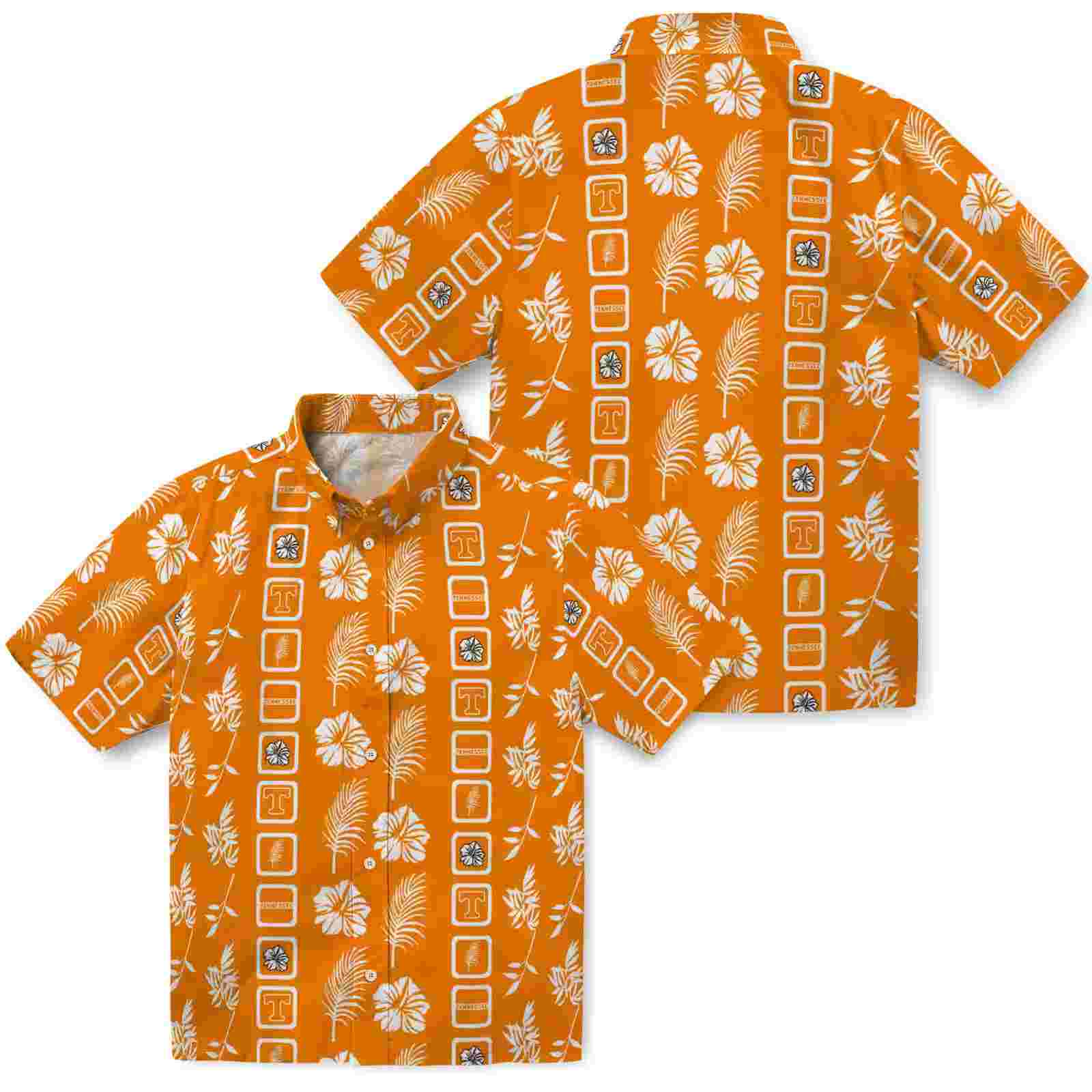 tennessee volunteers framed floral orange hawaiian shirt high quality