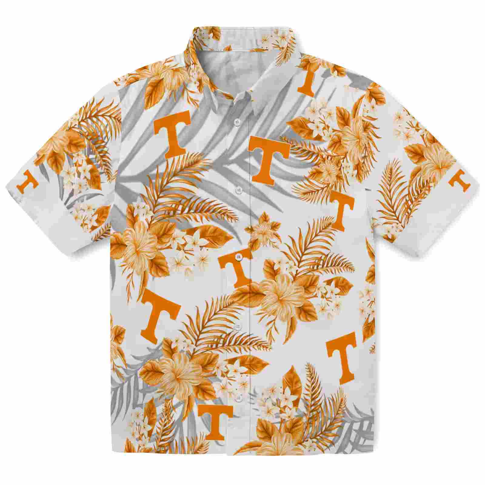 Tennessee Volunteers Hibiscus Palm Leaves Orange White Hawaiian Shirt