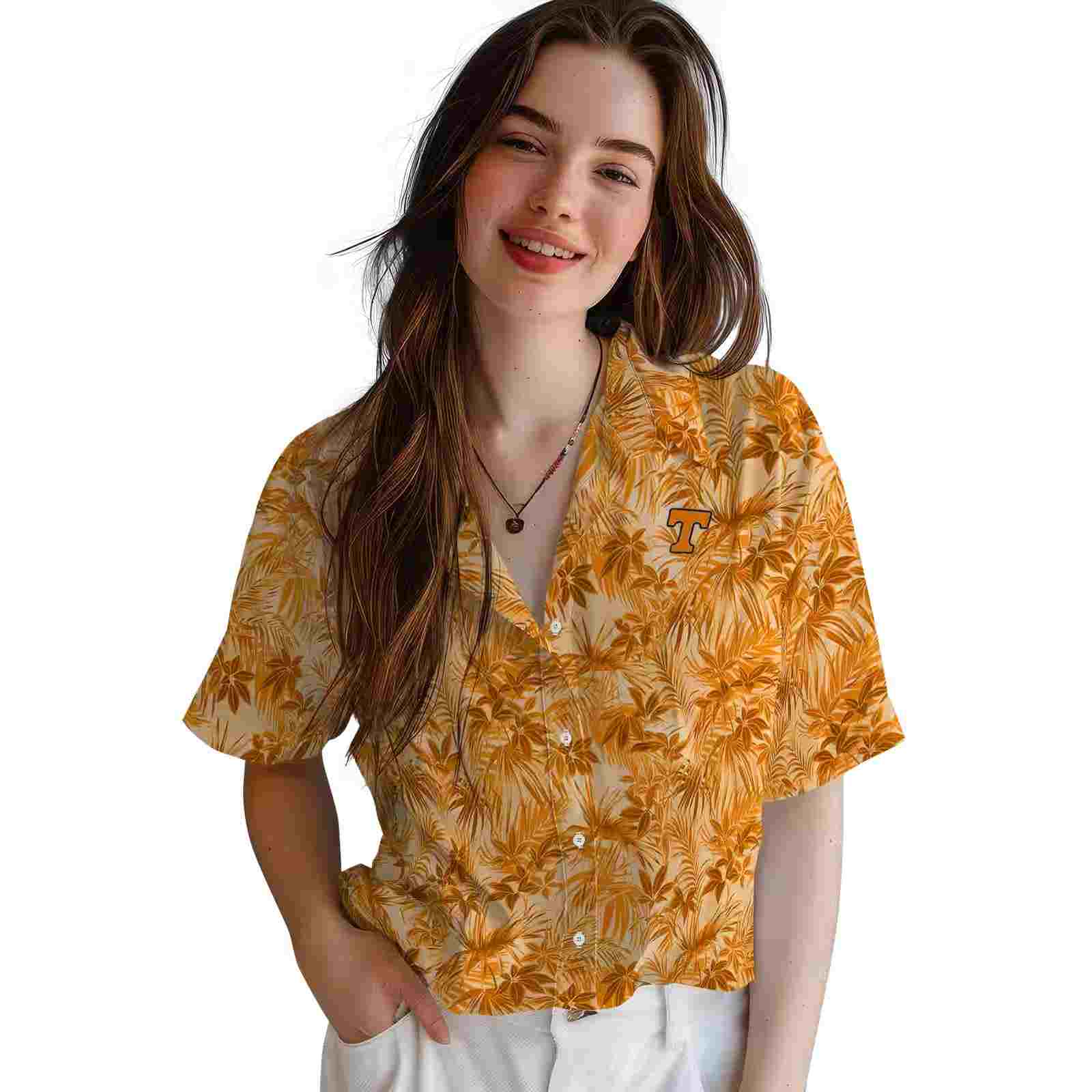 tennessee volunteers leafy pattern orange hawaiian shirt latest model