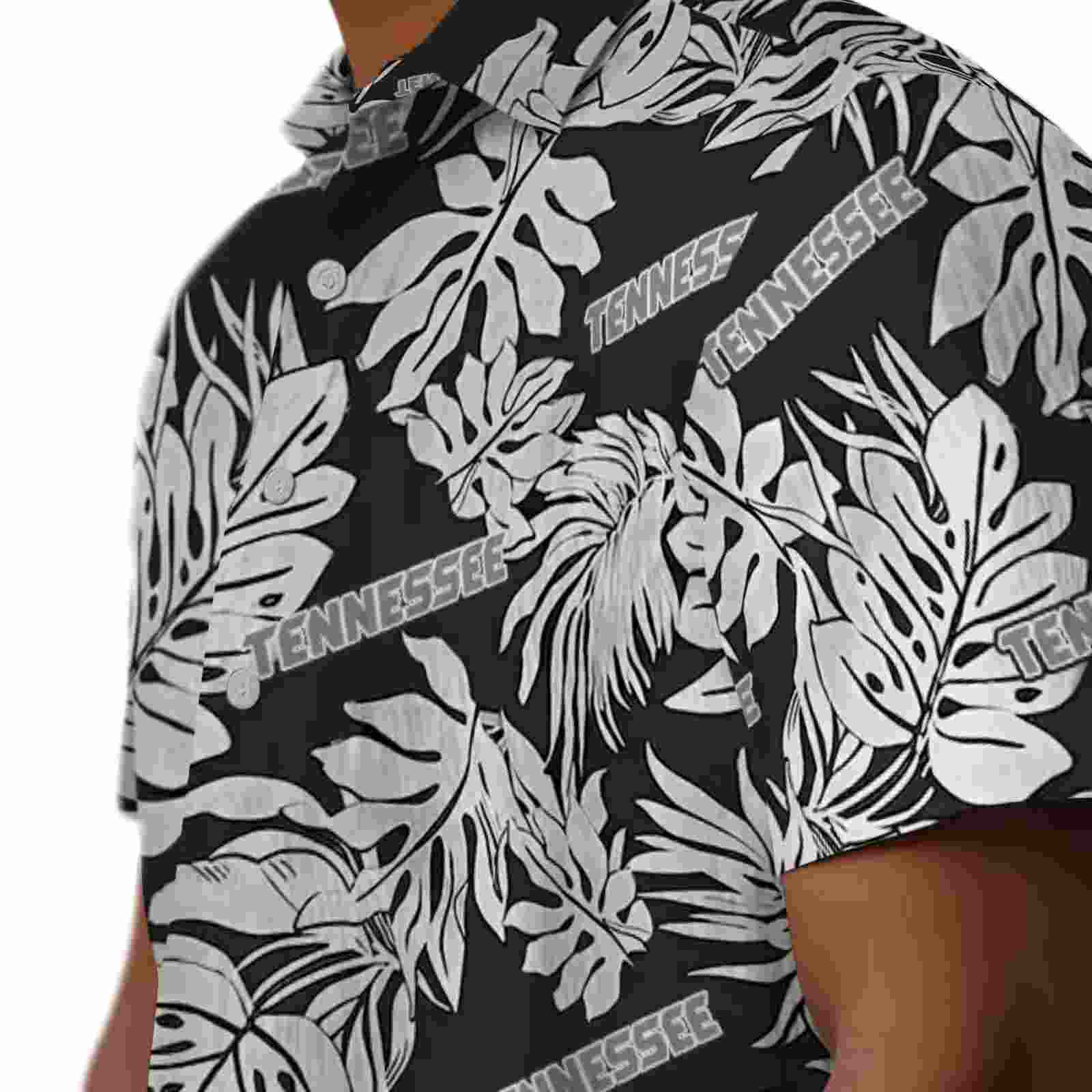 tennessee volunteers monstera leaf pattern black hawaiian shirt trendy