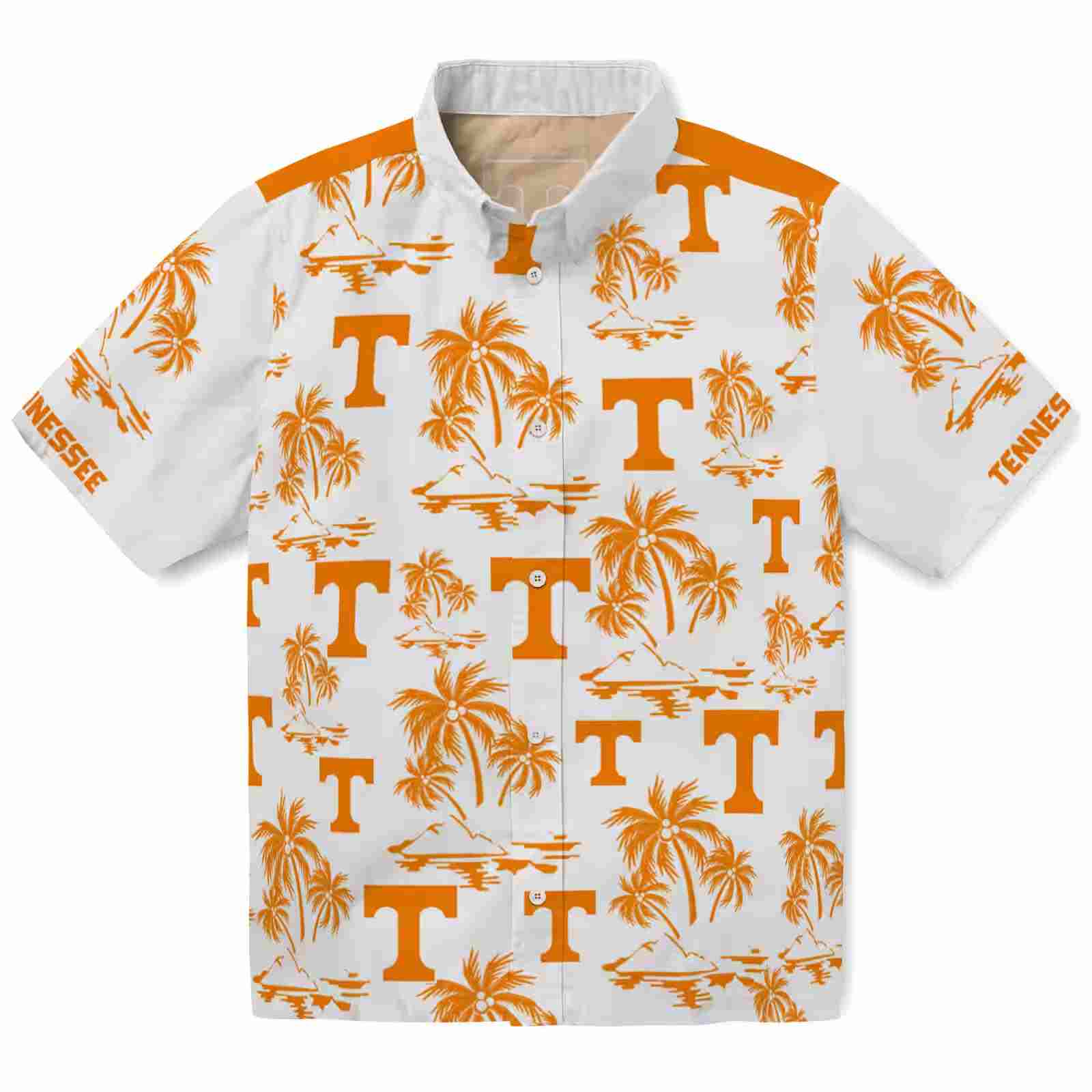 Tennessee Volunteers Palm Island Print Orange White Hawaiian Shirt