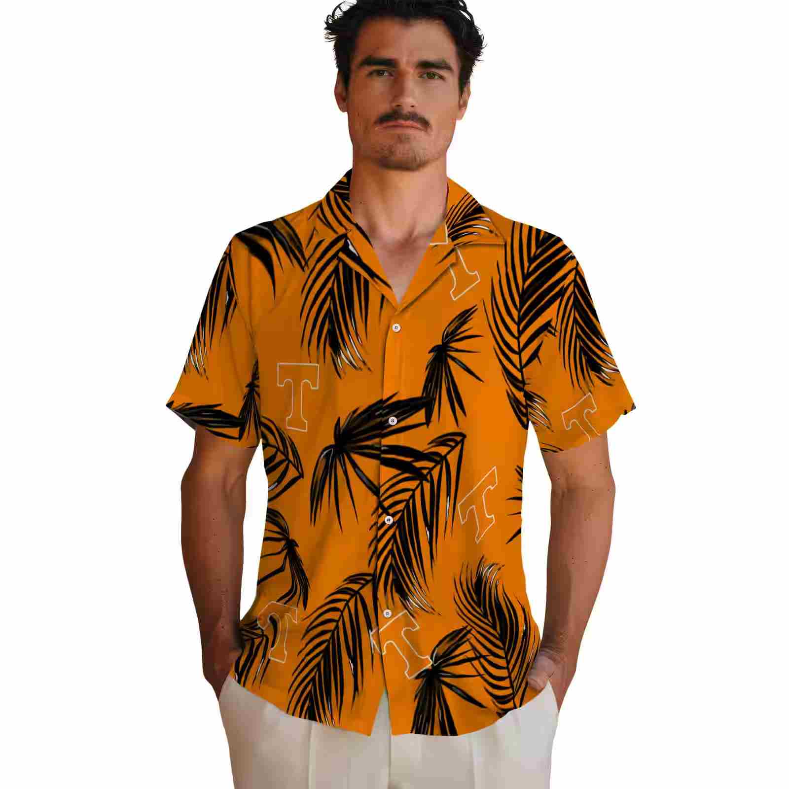 tennessee volunteers palm leaf orange hawaiian shirt fashion forward