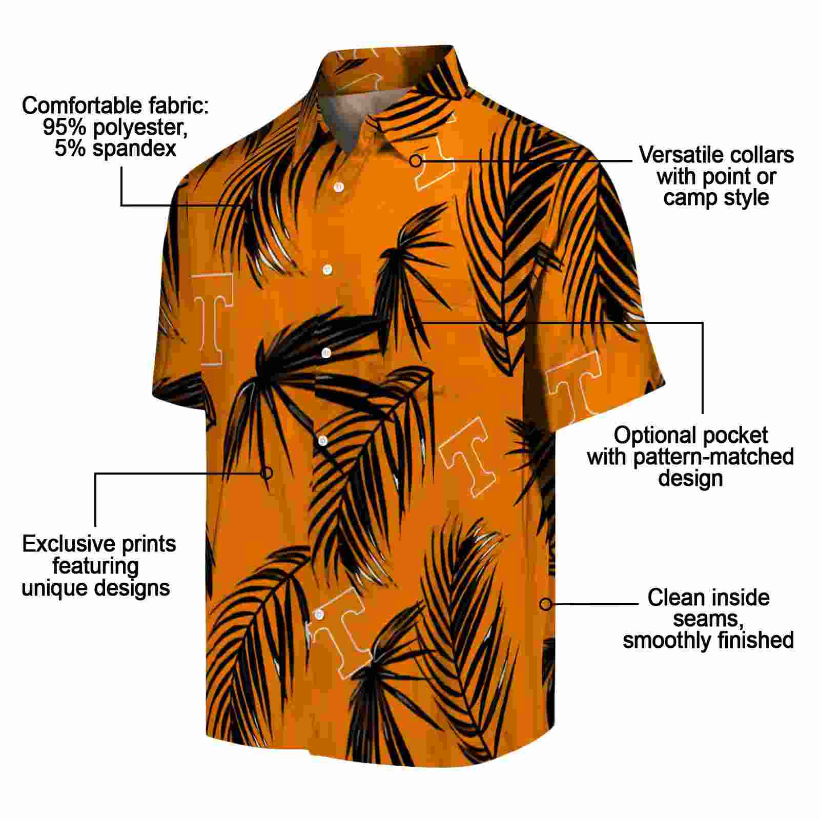 tennessee volunteers palm leaf orange hawaiian shirt new arrival