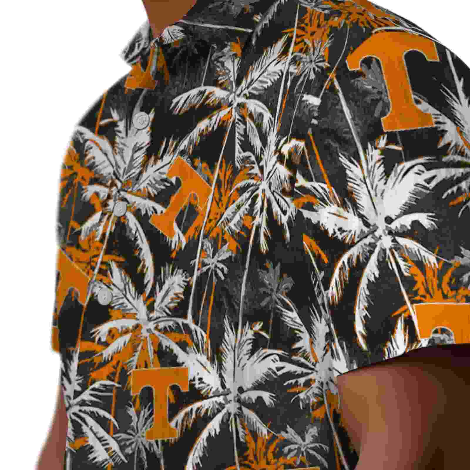 tennessee volunteers palm pattern orange black hawaiian shirt trendy