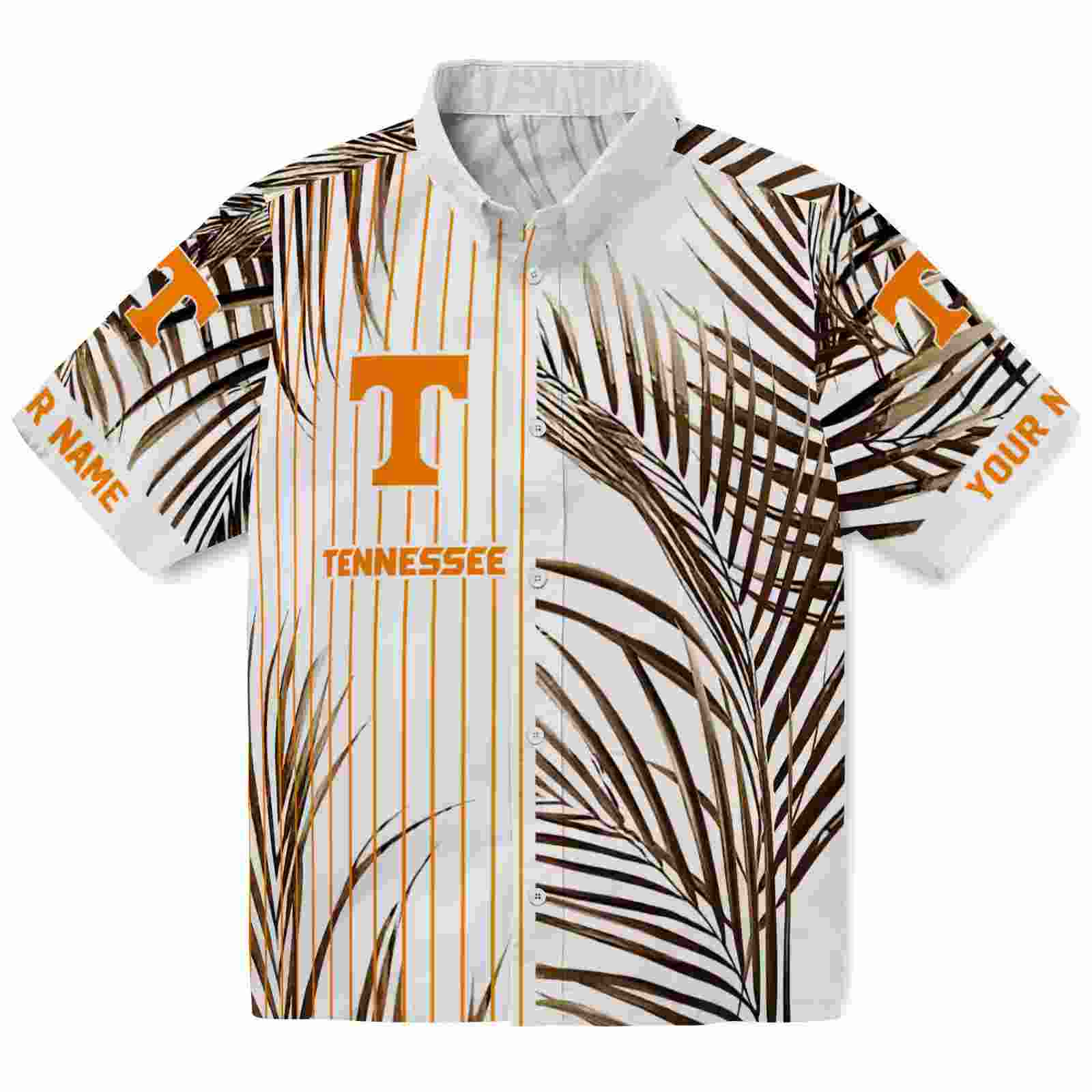 Tennessee Volunteers Palm Stripes Orange Black White Hawaiian Shirt