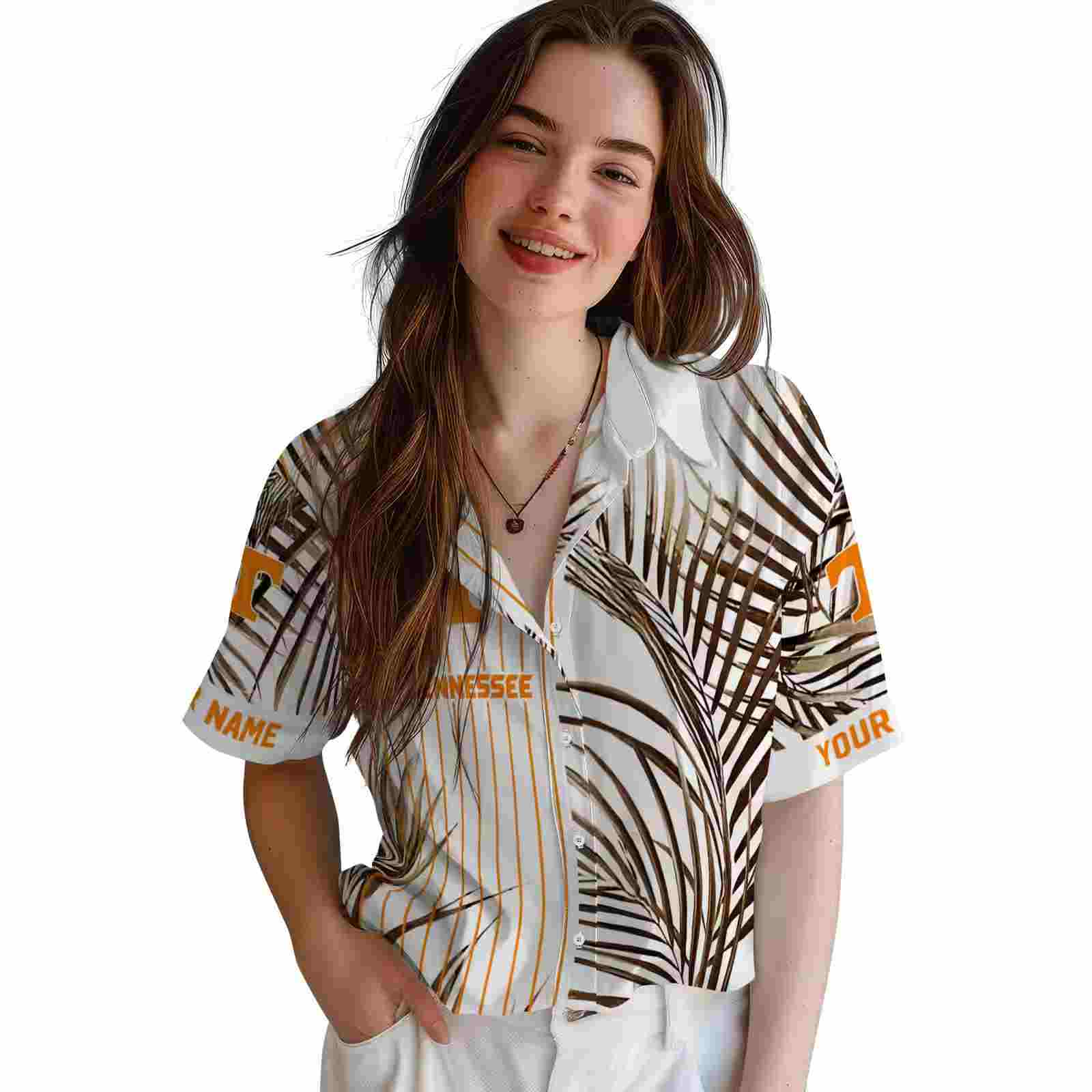 tennessee volunteers palm stripes orange black white hawaiian shirt latest model