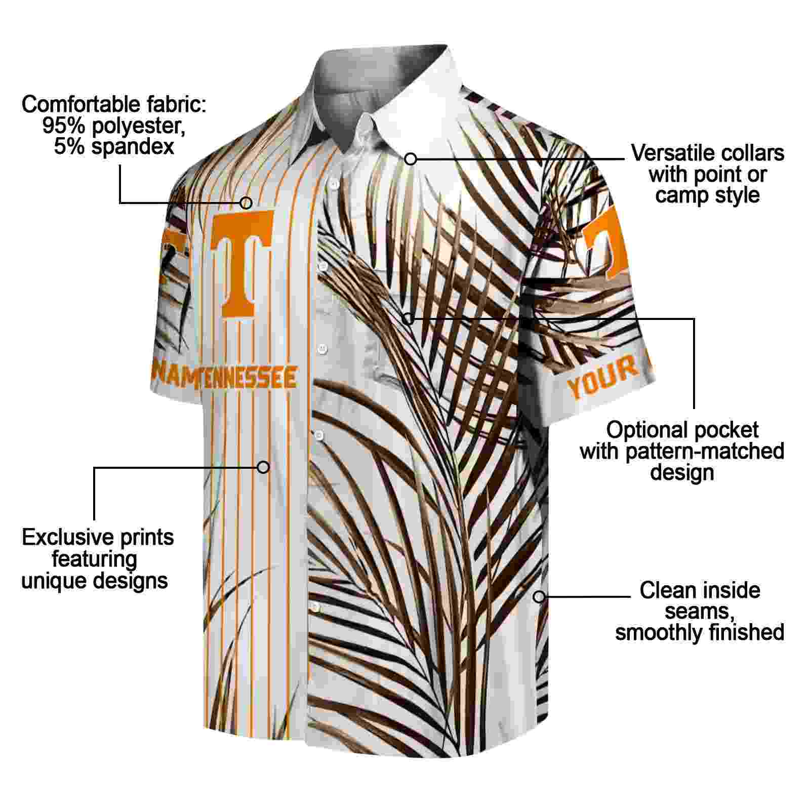 tennessee volunteers palm stripes orange black white hawaiian shirt new arrival