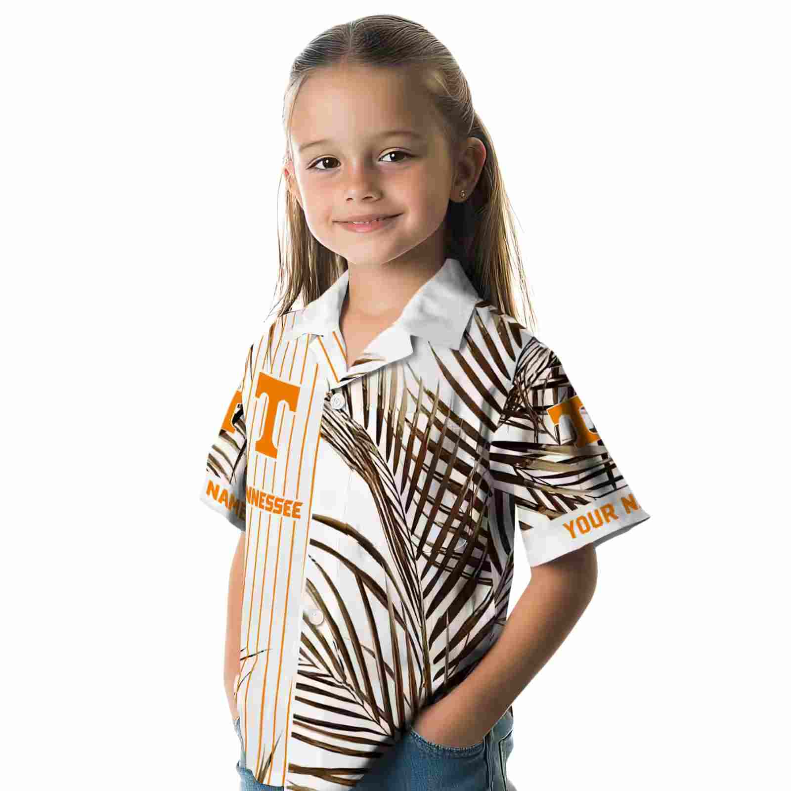 tennessee volunteers palm stripes orange black white hawaiian shirt premium grade