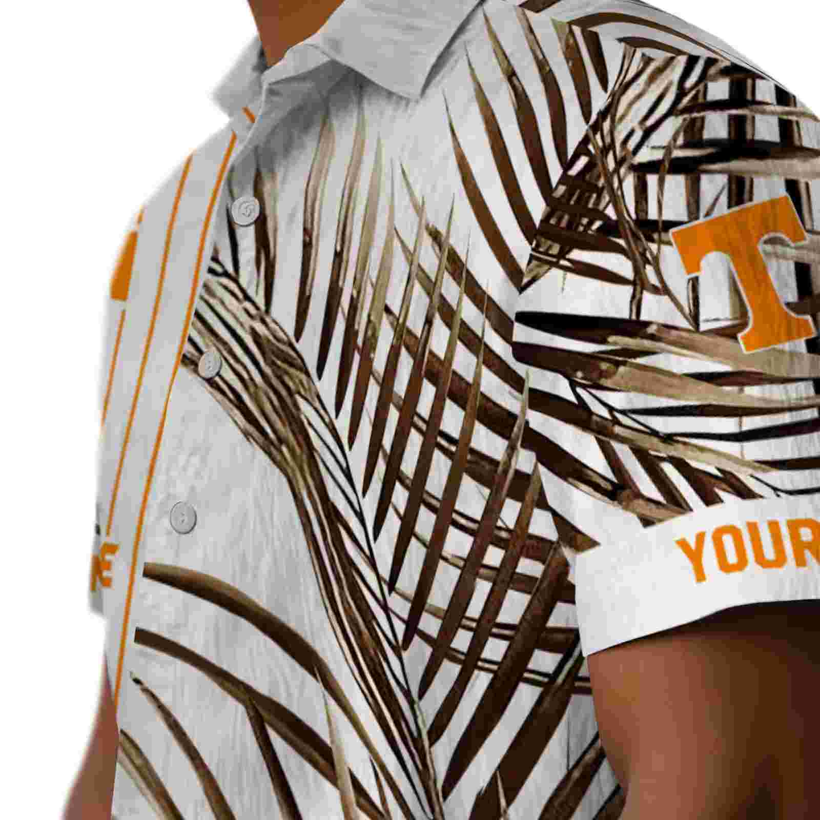 tennessee volunteers palm stripes orange black white hawaiian shirt trendy