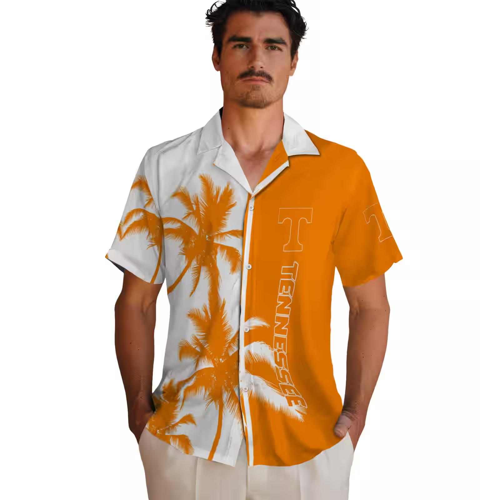 tennessee volunteers palm trees orange white hawaiian shirt fashion forward