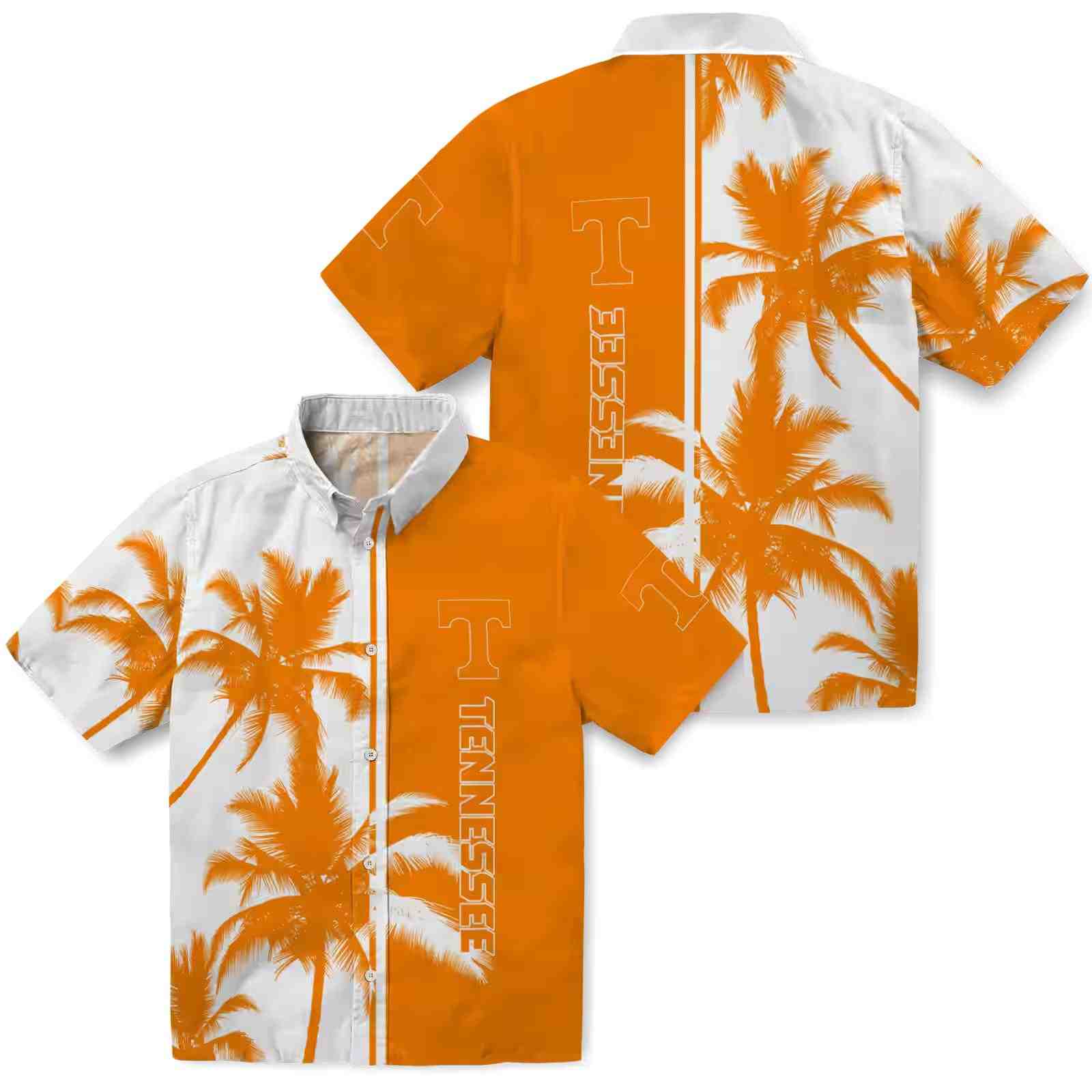 tennessee volunteers palm trees orange white hawaiian shirt high quality