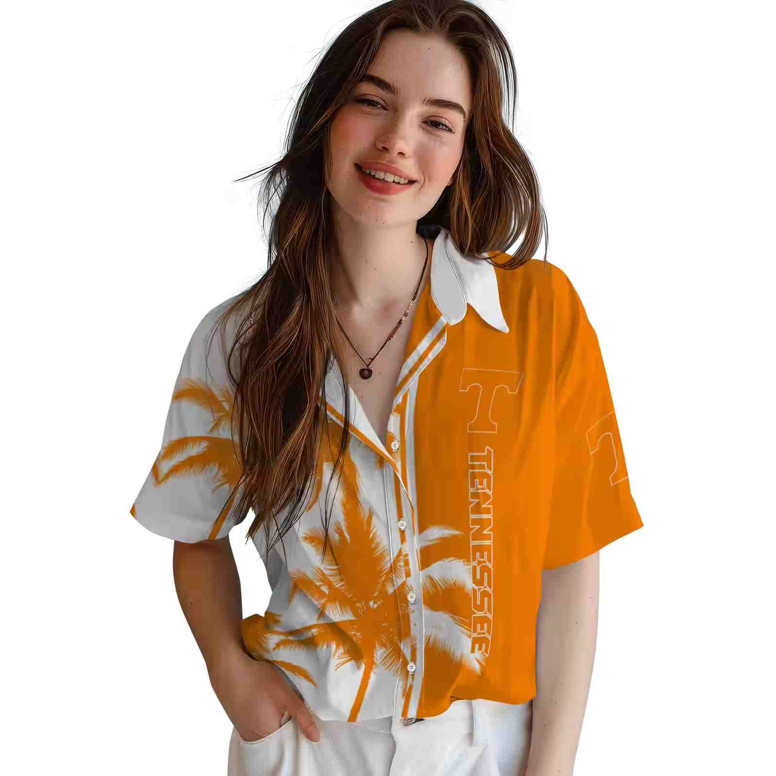 tennessee volunteers palm trees orange white hawaiian shirt latest model