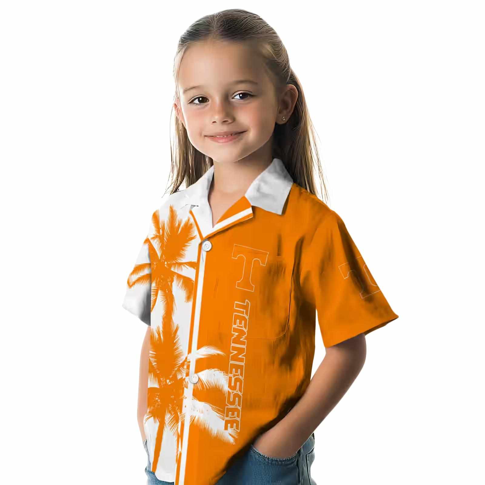 tennessee volunteers palm trees orange white hawaiian shirt premium grade