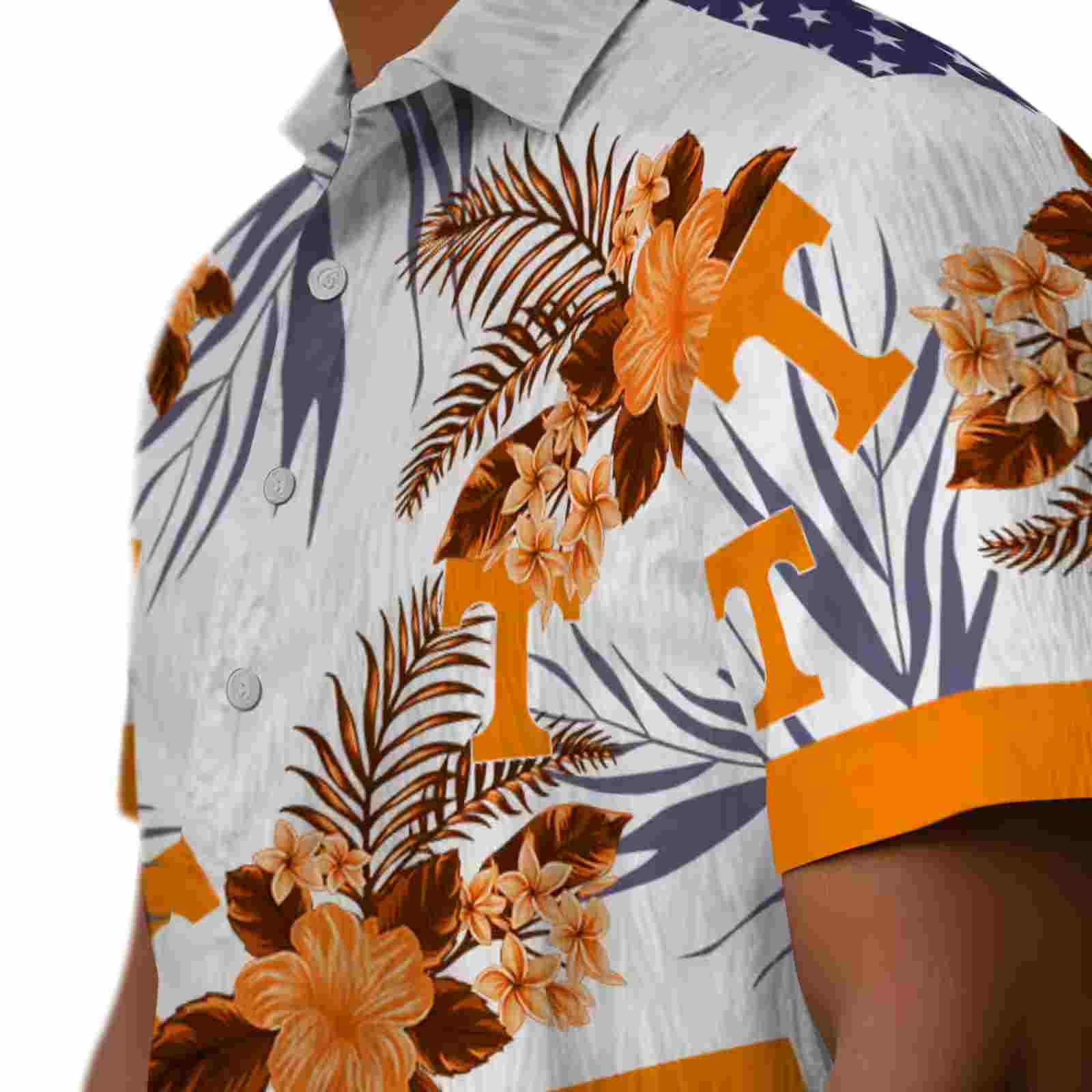 tennessee volunteers patriotic hibiscus design orange white hawaiian shirt trendy