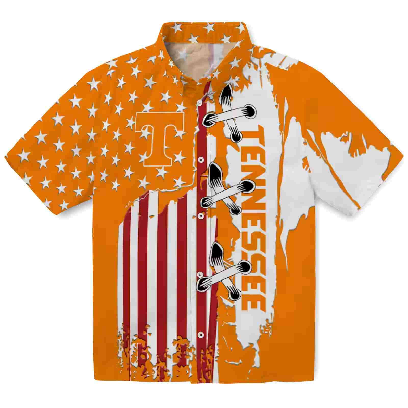 Tennessee Volunteers Stitched Flag Orange Hawaiian Shirt