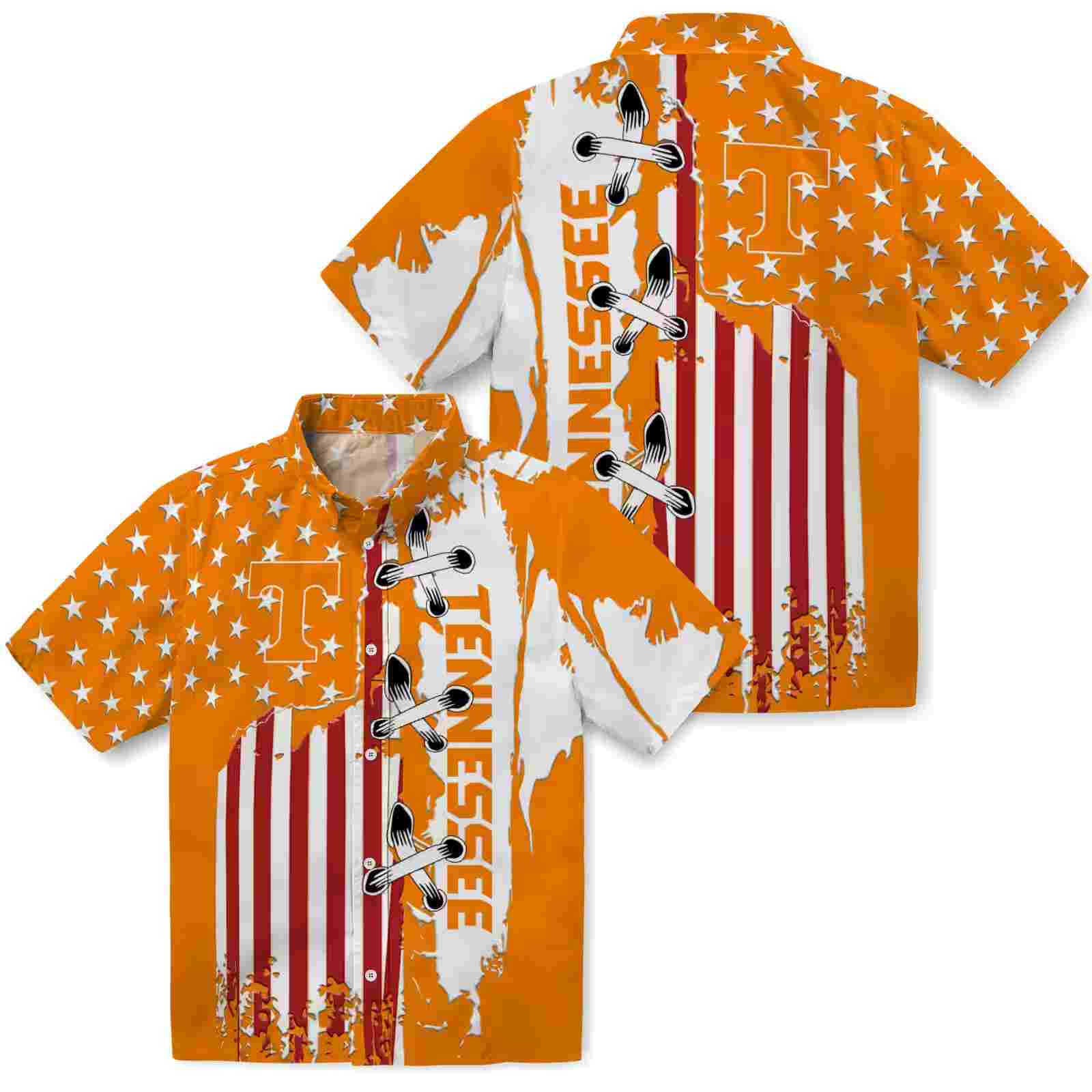 tennessee volunteers stitched flag orange hawaiian shirt high quality