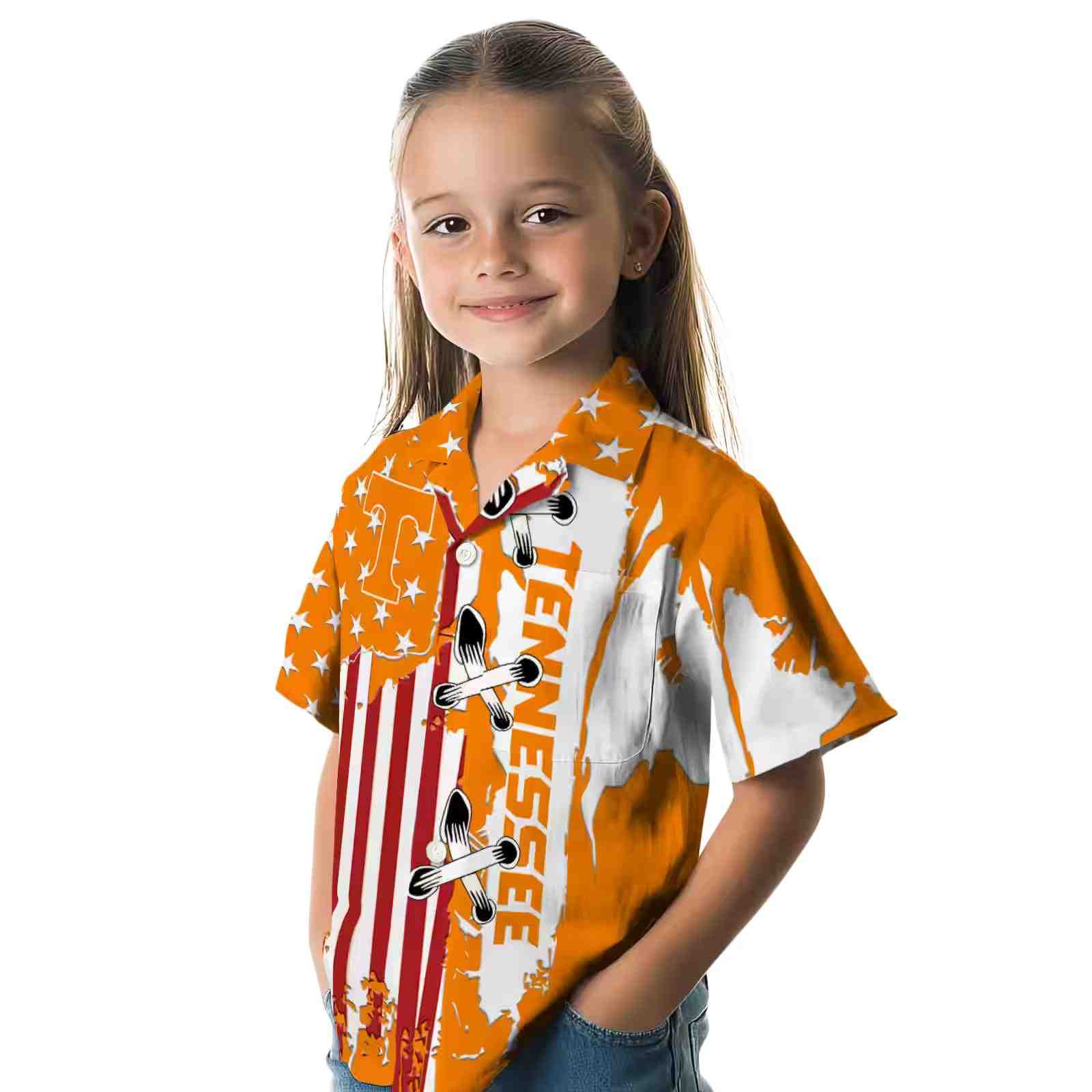 tennessee volunteers stitched flag orange hawaiian shirt premium grade