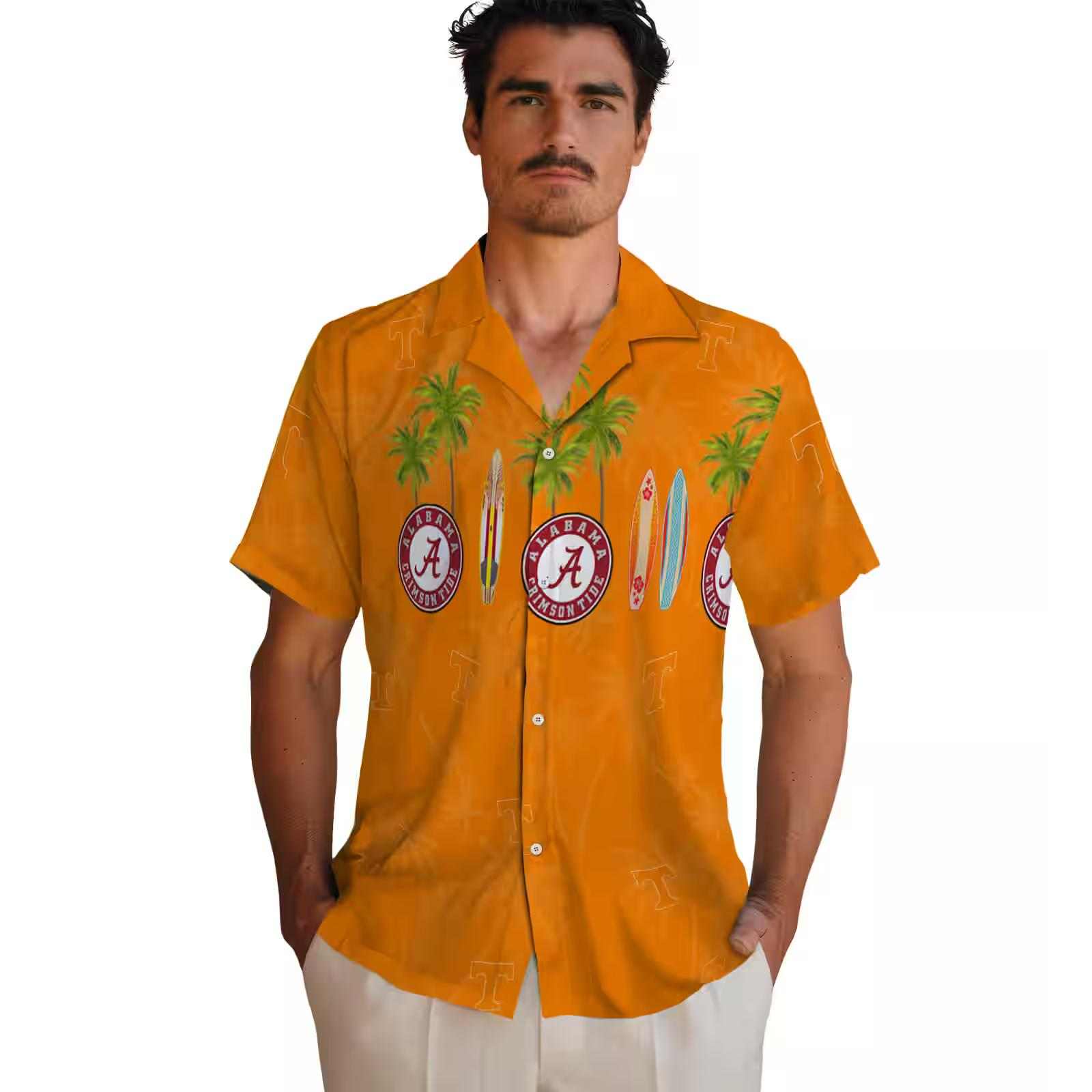 tennessee volunteers surfboard palm orange hawaiian shirt fashion forward