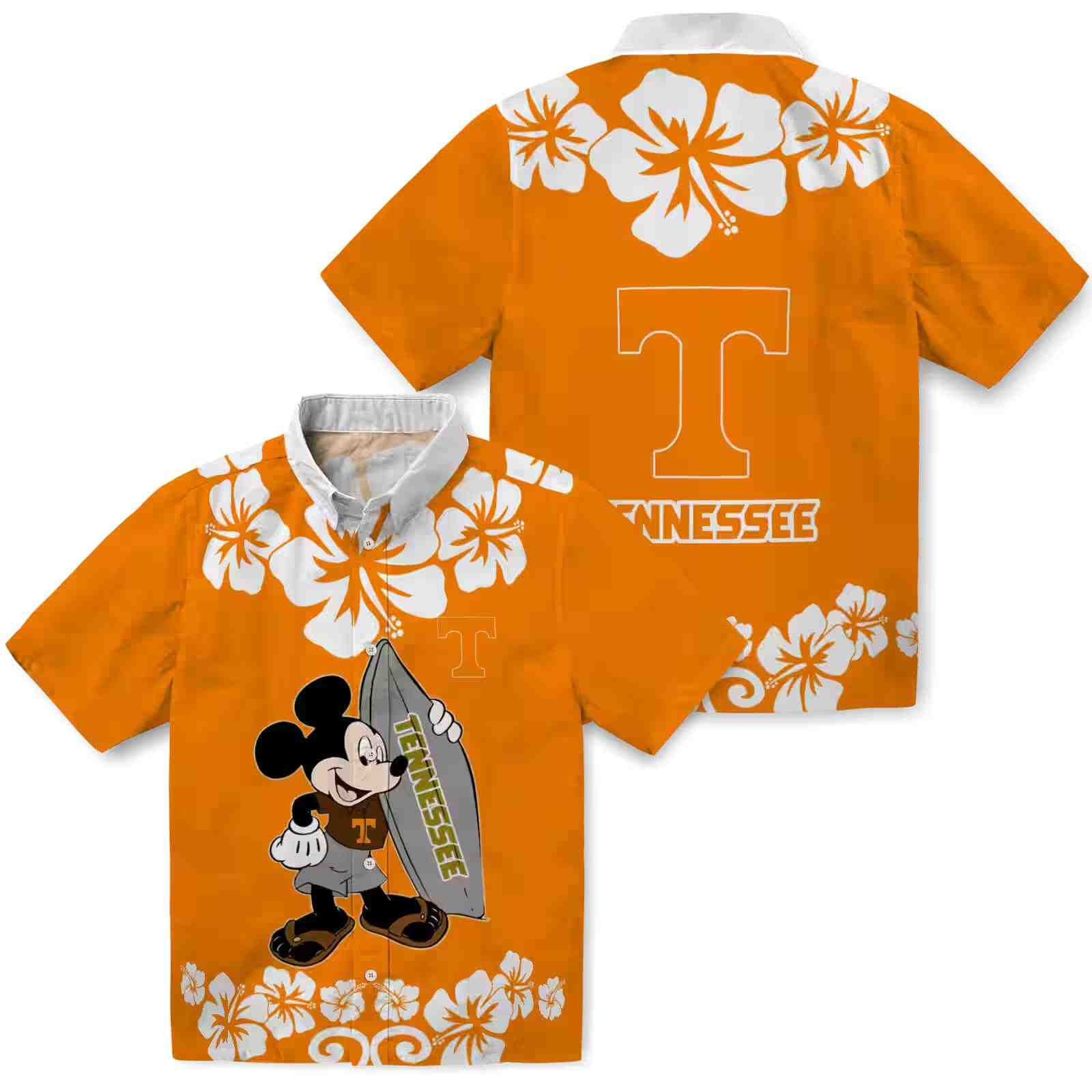 tennessee volunteers surfing mickey orange hawaiian shirt high quality