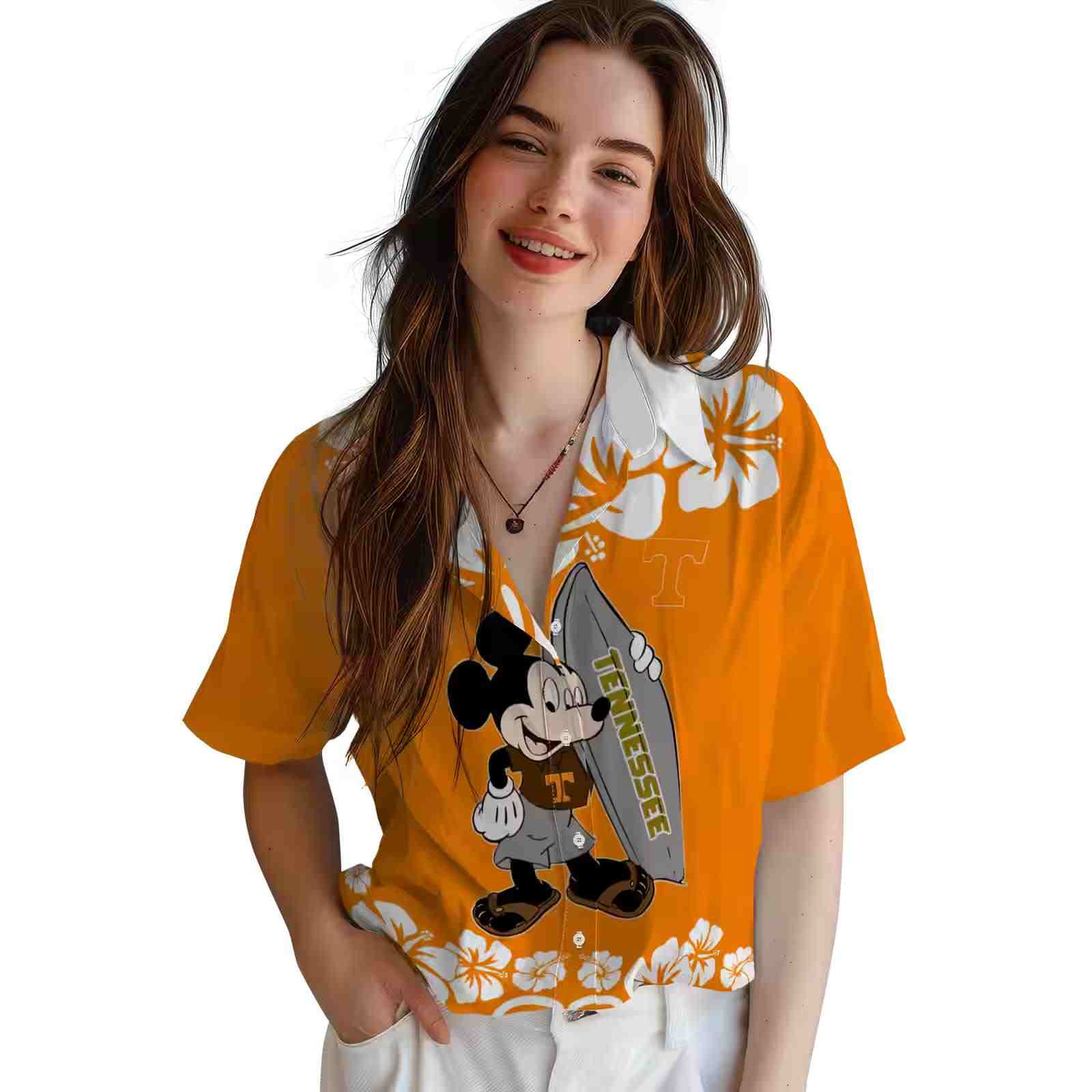 tennessee volunteers surfing mickey orange hawaiian shirt latest model