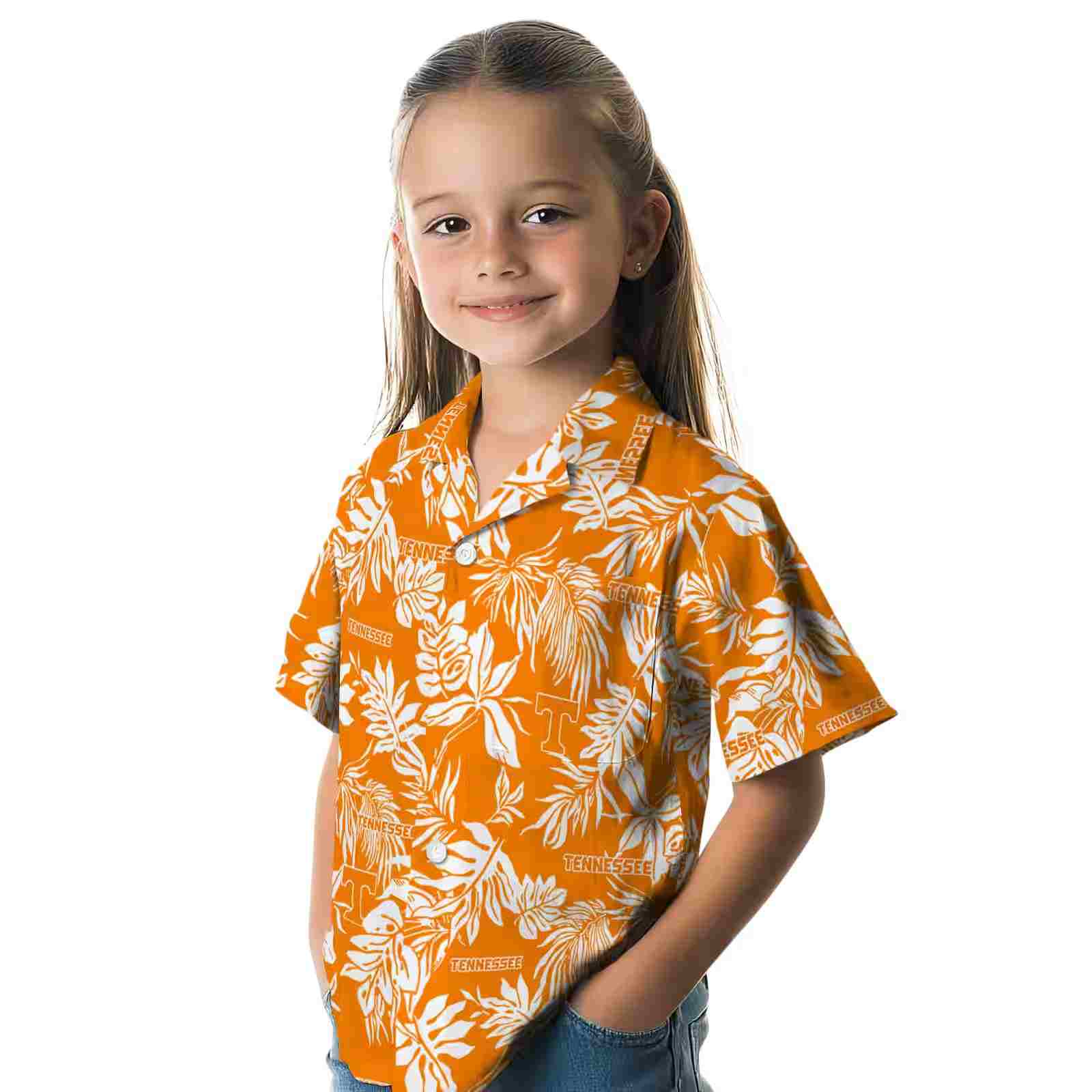 tennessee volunteers tropical leaf orange white hawaiian shirt premium grade