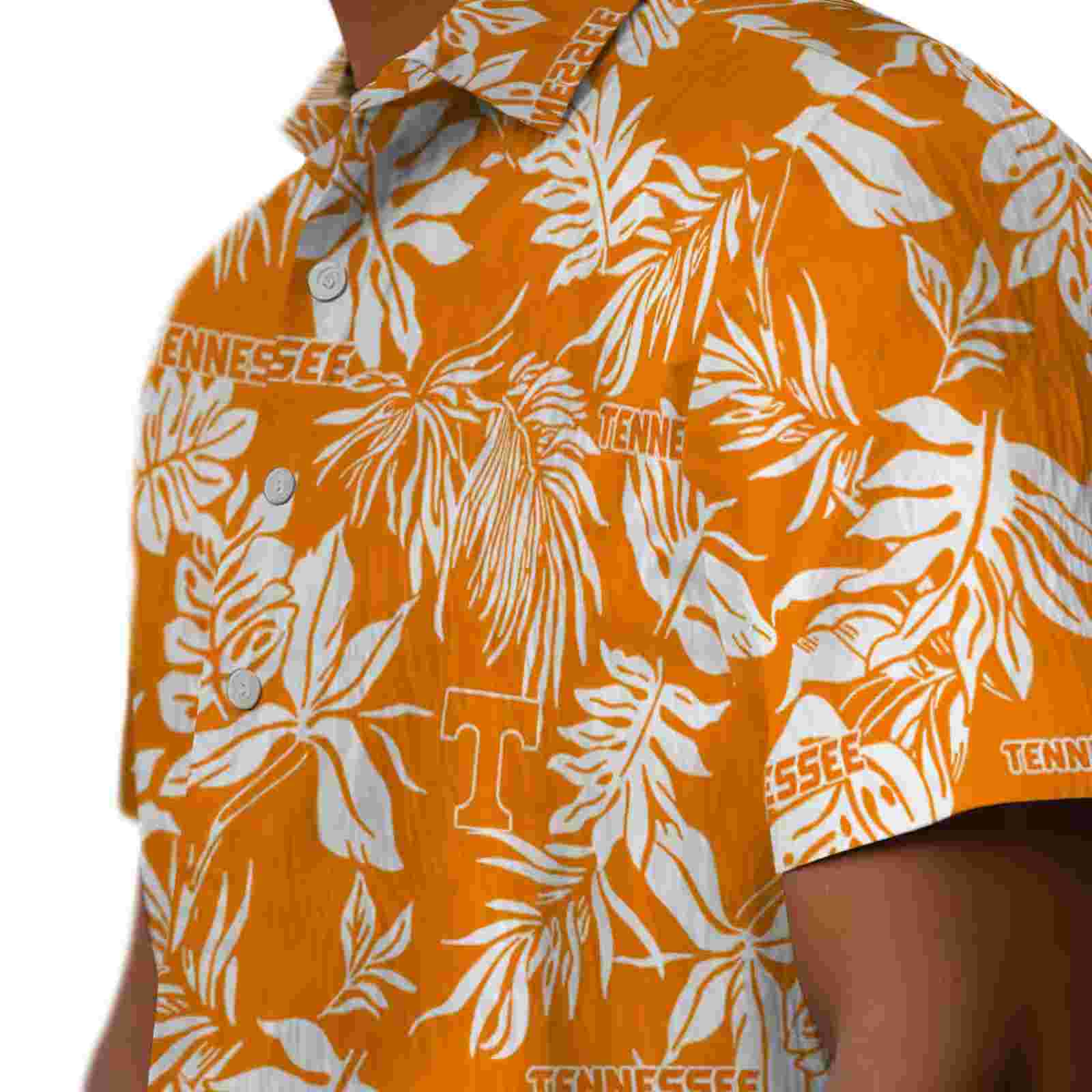 tennessee volunteers tropical leaf orange white hawaiian shirt trendy