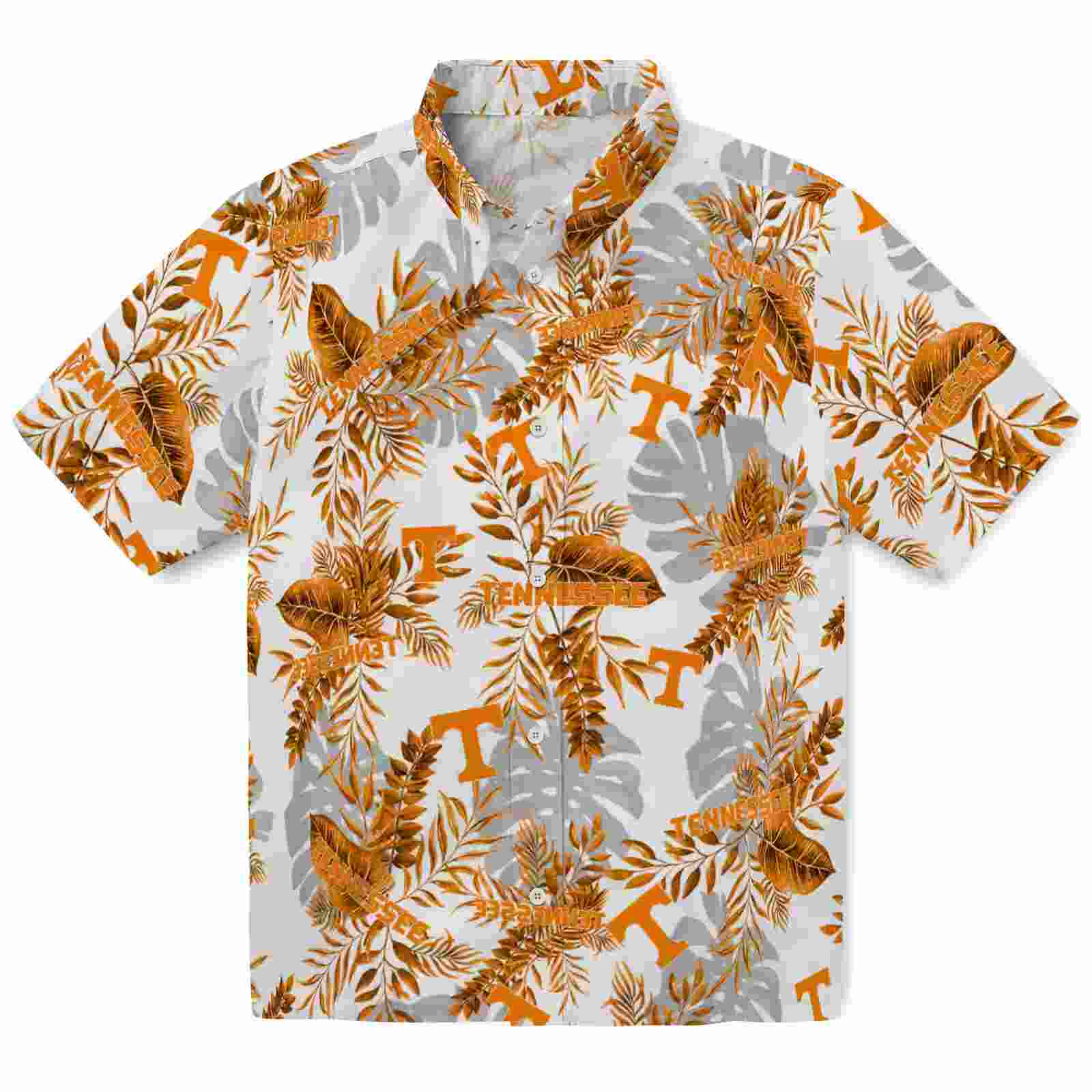 Tennessee Volunteers Tropical Leaves Orange White Hawaiian Shirt