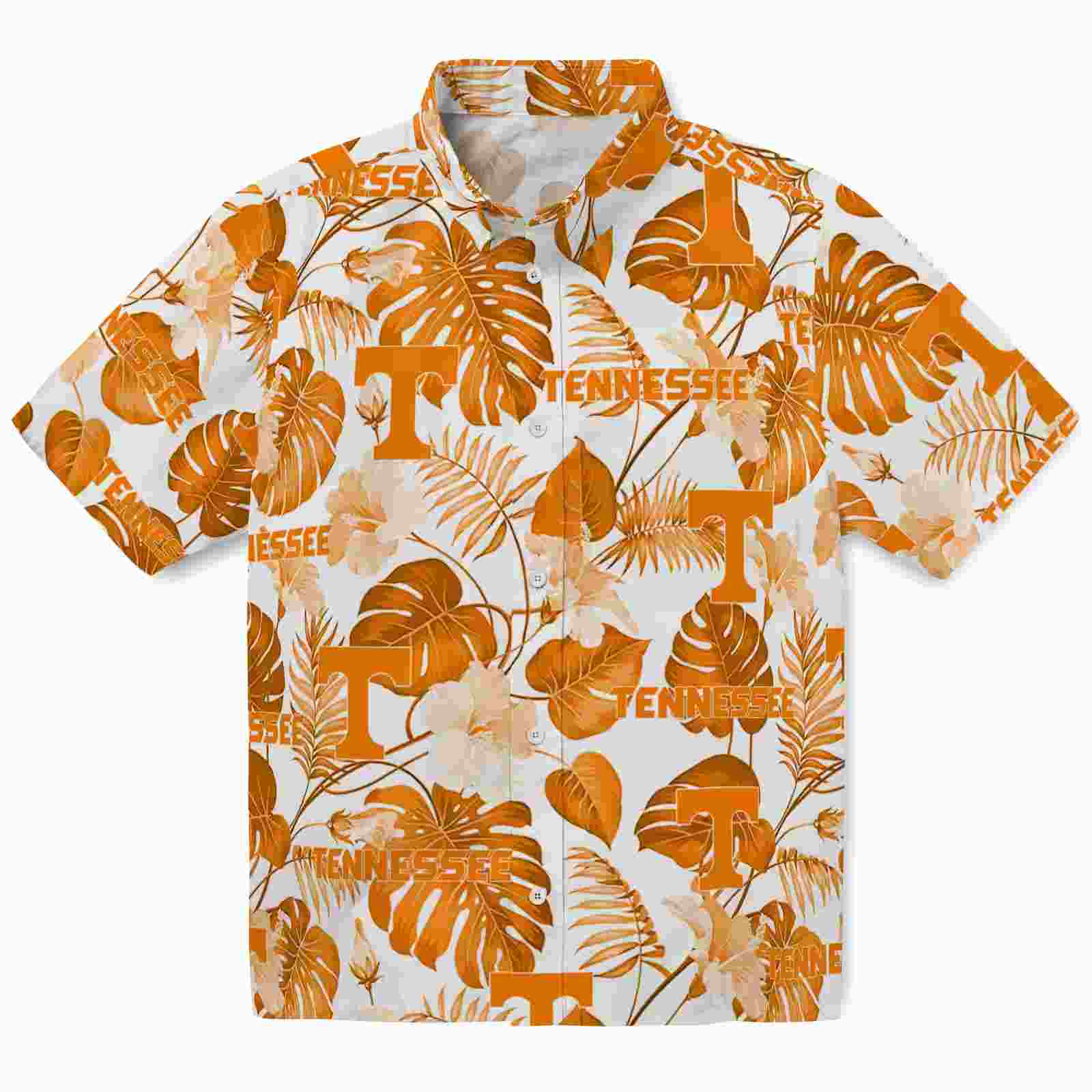 Tennessee Volunteers Tropical Plants Orange White Hawaiian Shirt